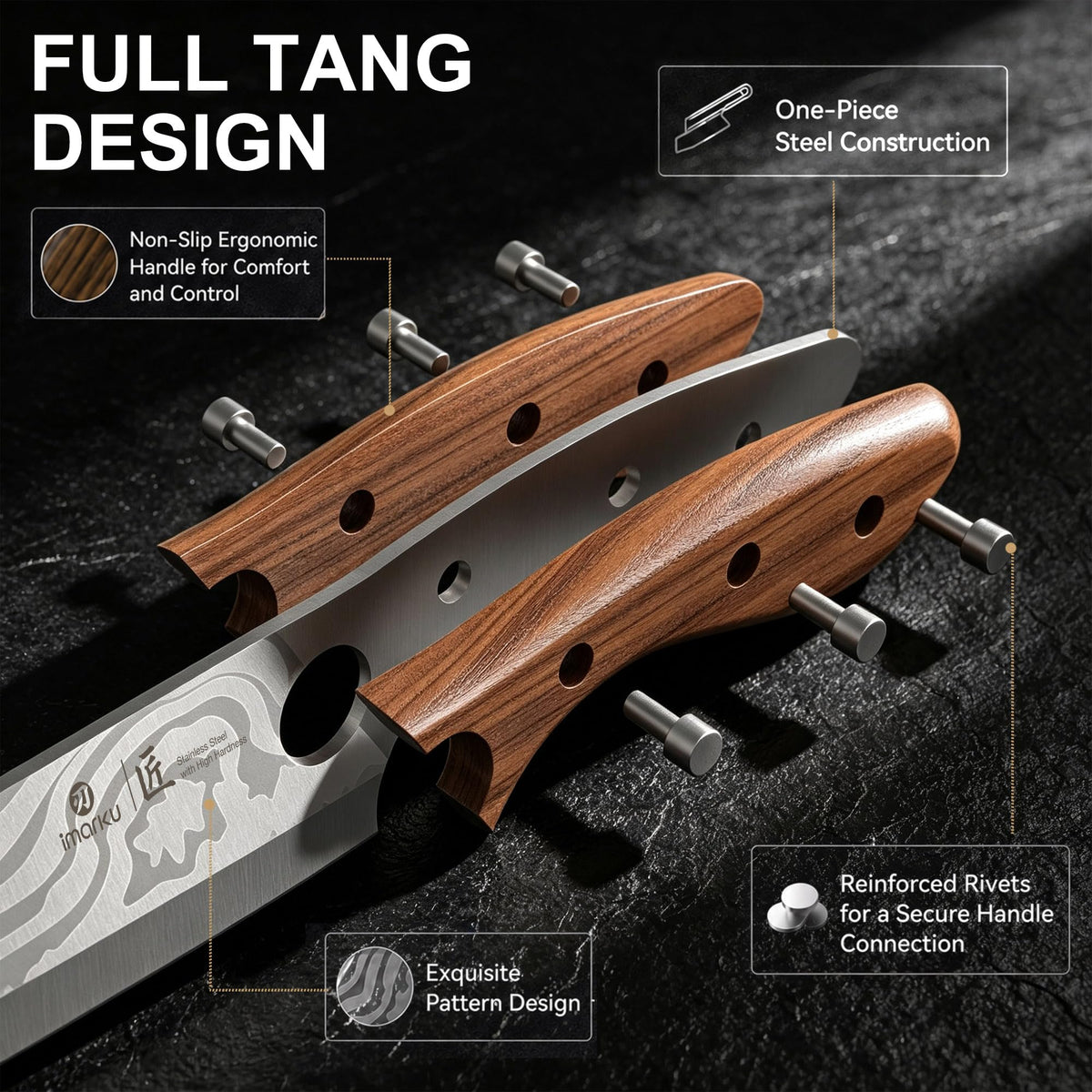 8.4" Japanese Chef Knife, Ultra Sharp High Carbon Stainless Steel, Ash Wood Handle