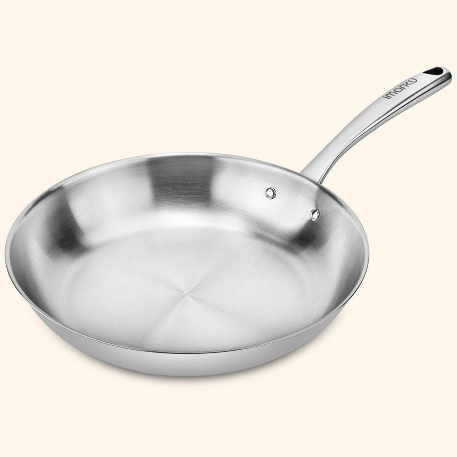 imarku  12-inch Stainless Steel Frying Pan Skillet 3-Ply Cookware