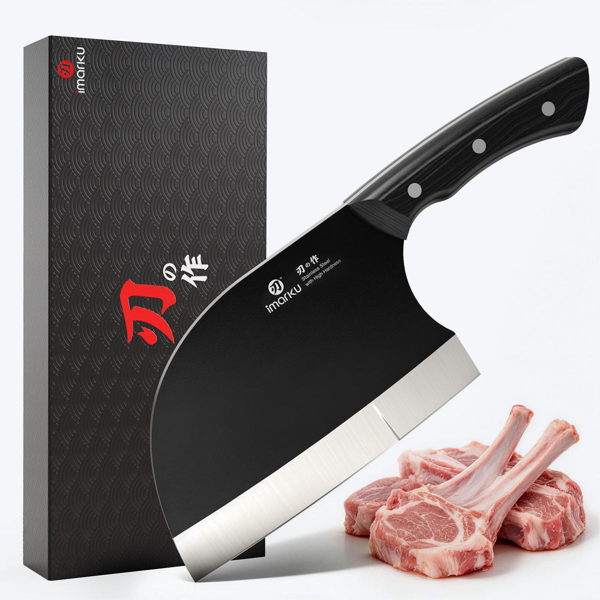 6.7" Serbian Cleaver, Japanese Steel Butcher Knife for Meat, Poultry & Vegetables