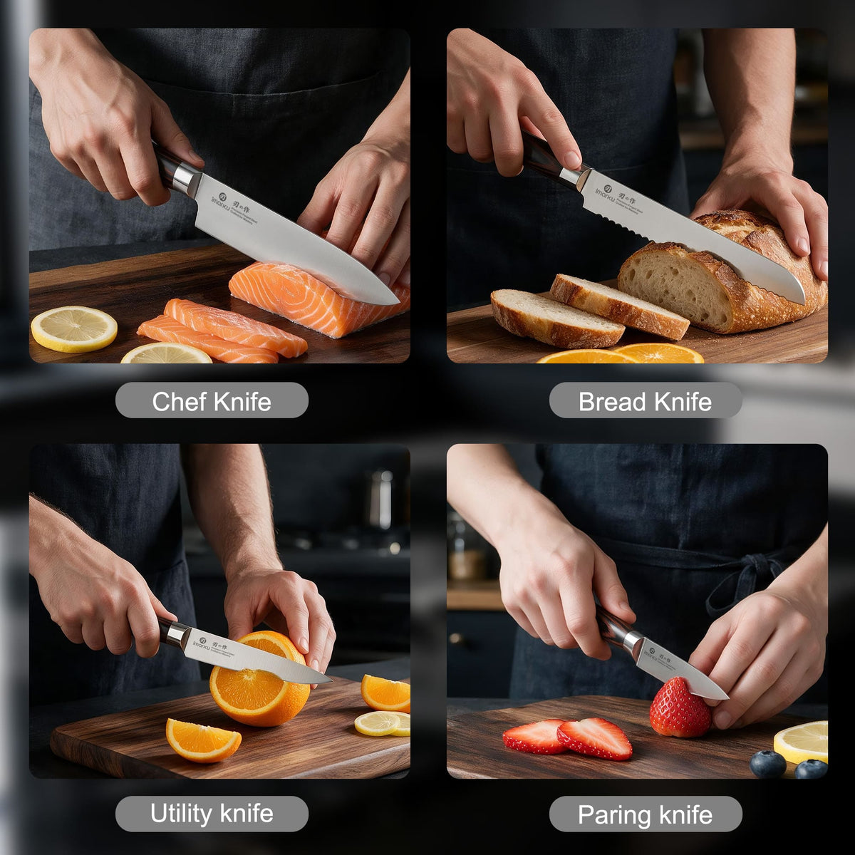 18-Piece Santoku Kitchen Knife Set with Stainless Steel Block