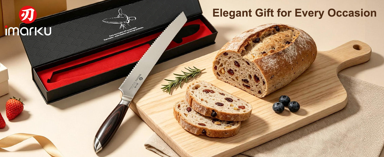 Imarku bread knife with premium gift box, premium baking kitchen gift
