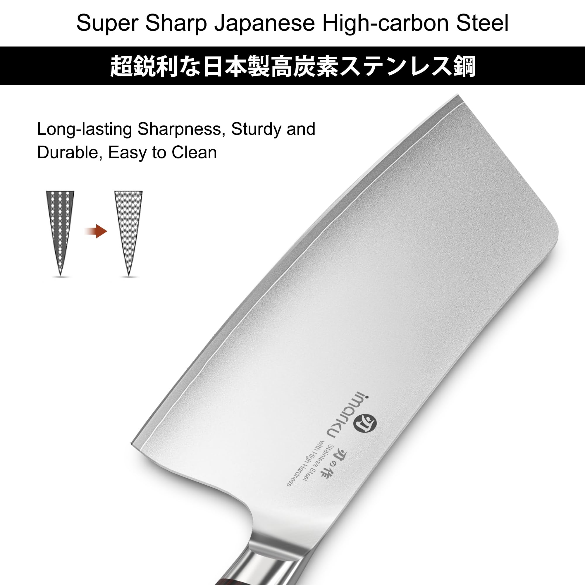 Cleaver Knife 7.5 Inch High Carbon Stainless Steel Chopping Chef Knife