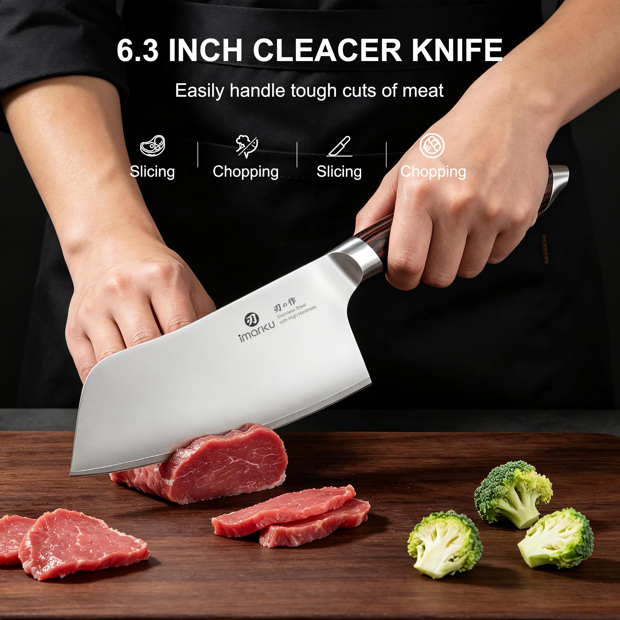 Meat Cleaver Knife 6.3 Inch High Carbon Stainless Steel Butcher Knife