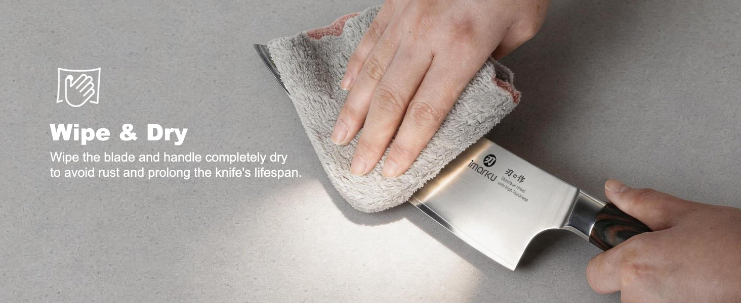 TS09-Wiping imarku kitchen knife dry with soft towel