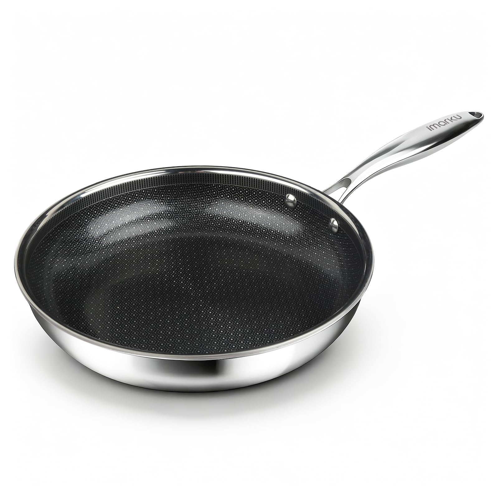 Hybrid Stainless Steel Non Stick Frying Pan 8" 10“ & 12" with Honeycomb Ceramic Surface