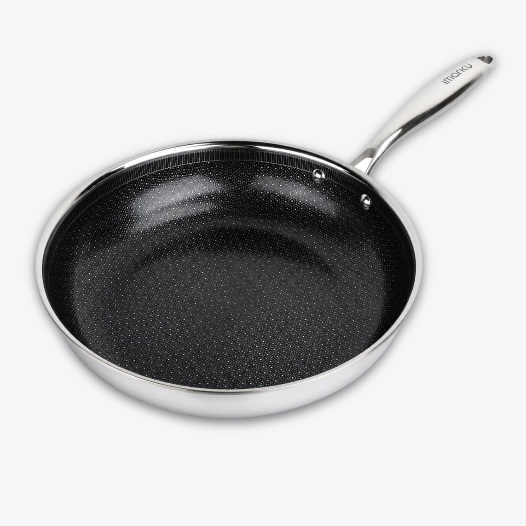 Hybrid Stainless Steel Non Stick Frying Pan 8" 10“ & 12" with Honeycomb Ceramic Surface