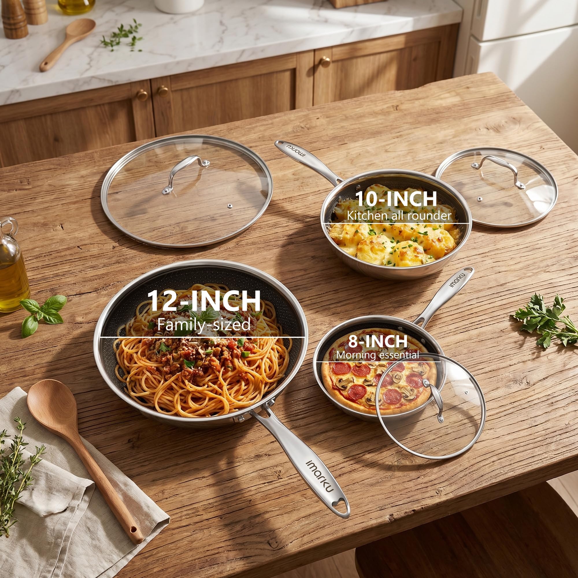Non Stick Frying Pan with Lid Ceramic Coated Skillet Induction Oven Safe
