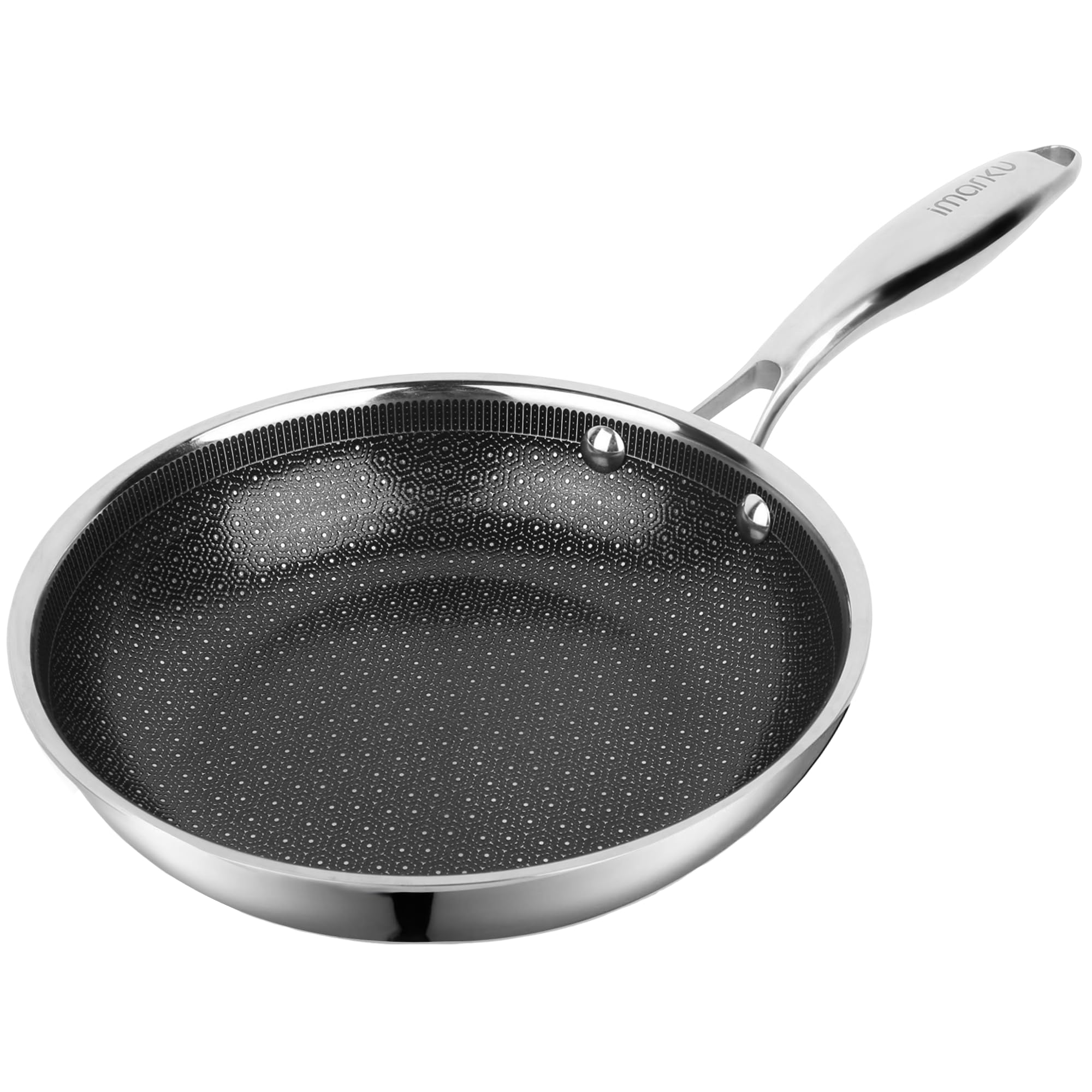 Hybrid Stainless Steel Non Stick Frying Pan 8" 10“ & 12" with Honeycomb Ceramic Surface