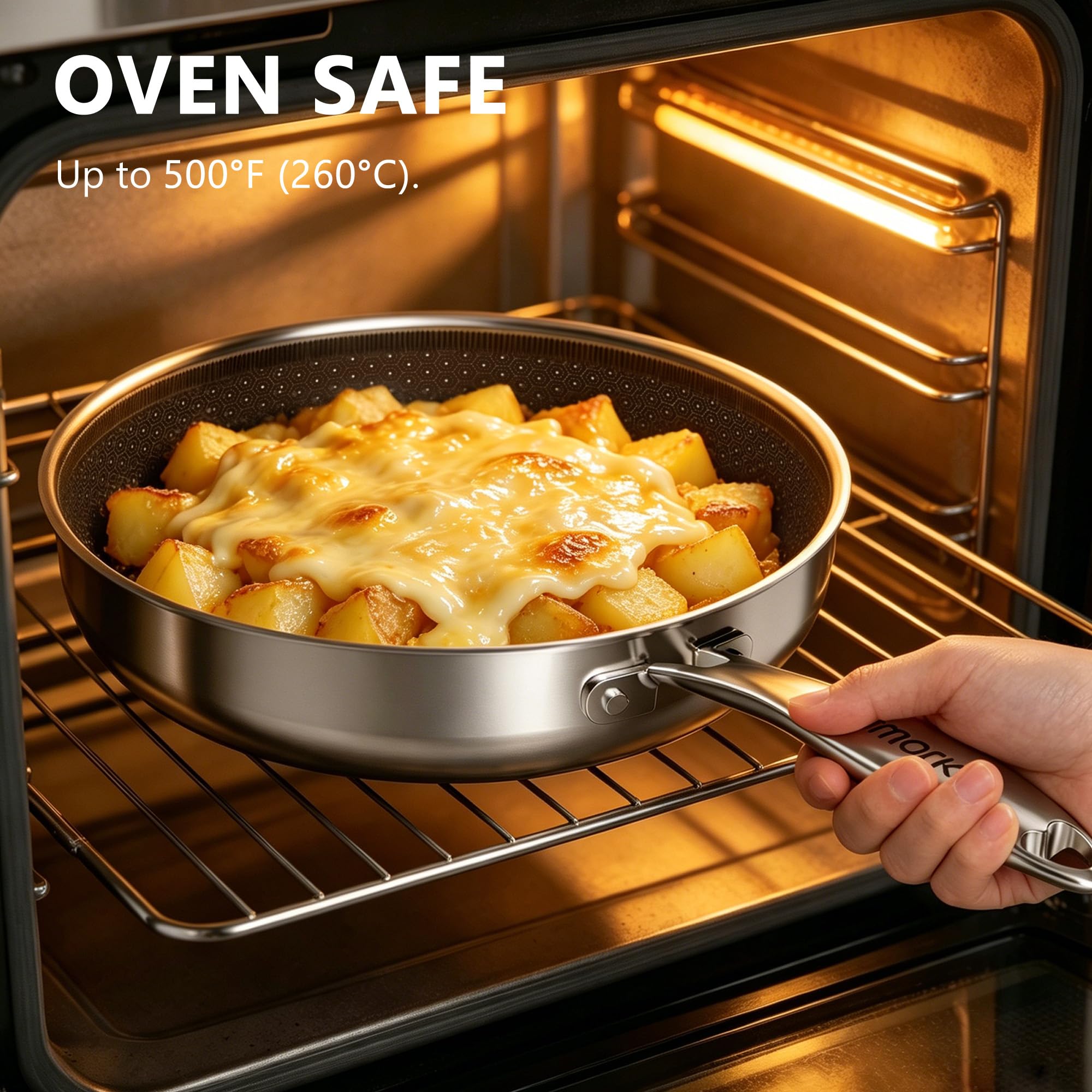 8"&12" Stainless Steel Cookware PFOA Free Non-Stick Pan with Lid for Induction
