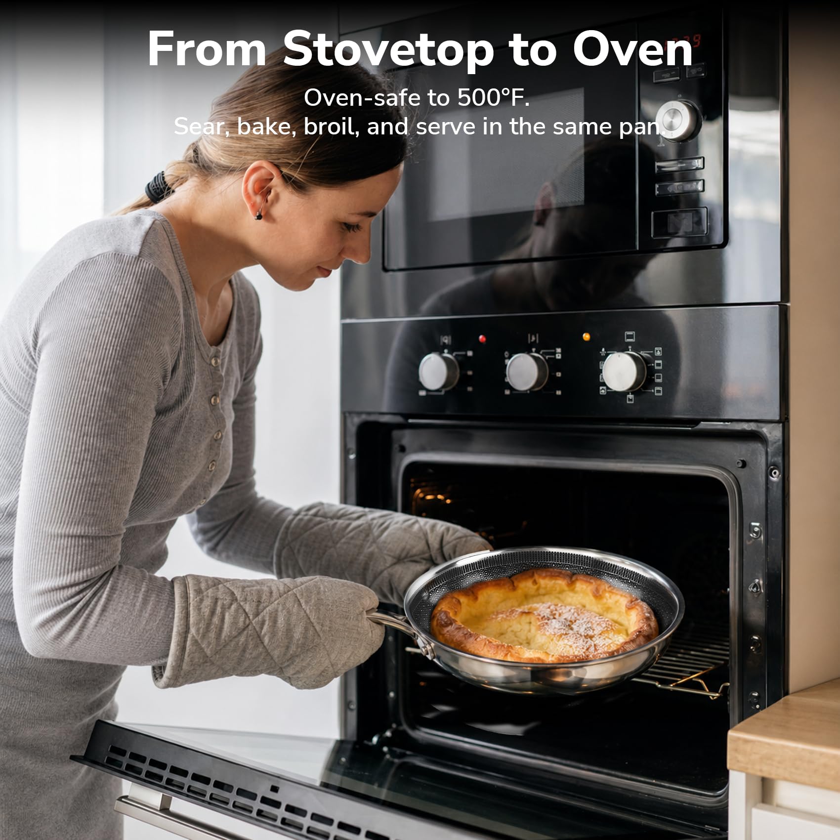 oven safe stainless steel pan set for daily life