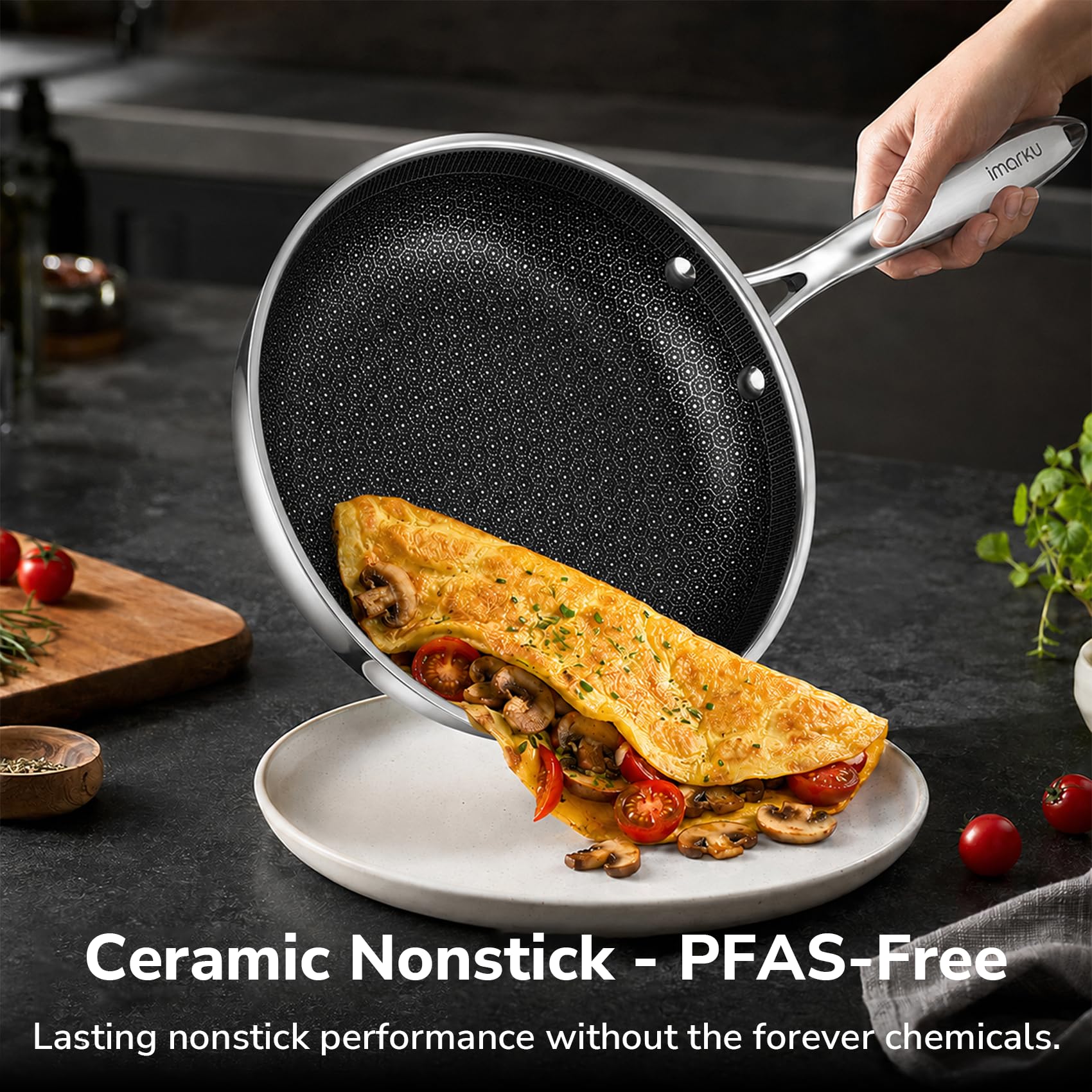 ceramic nonstick stainless steel pan  set for healthy life