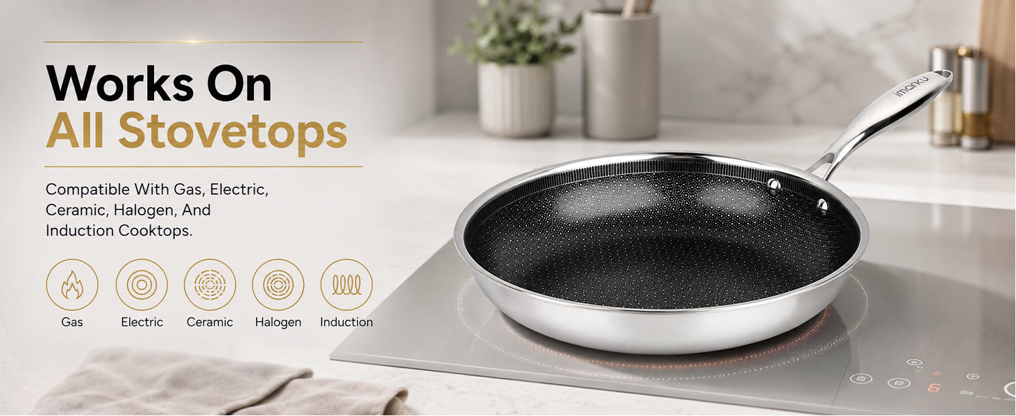 Imarku frying pan compatible with induction, gas, electric all stovetops