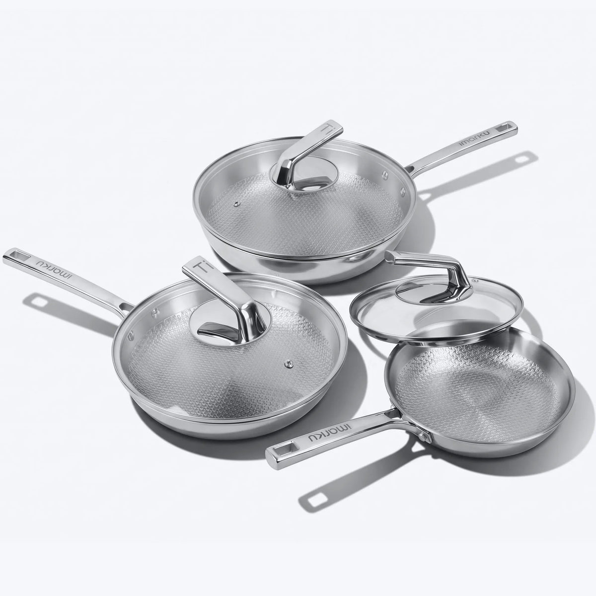 Imarku Titanium Nonstick Frying Pans with Lids | 8", 10", 12"