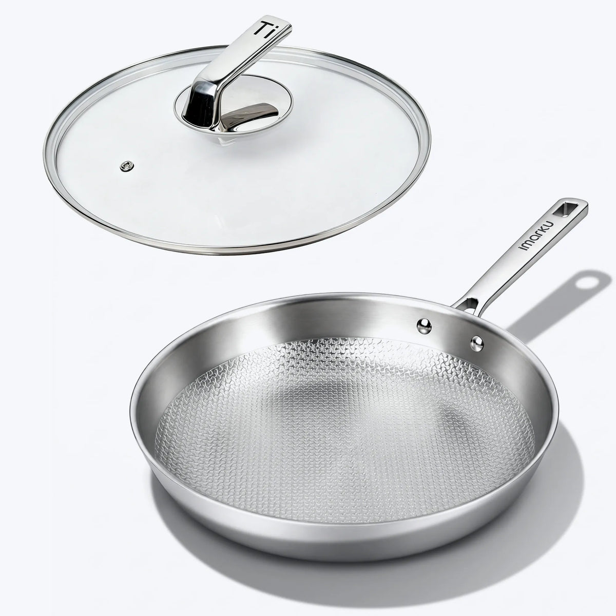 Imarku Titanium Nonstick Frying Pans with Lids | 8", 10", 12"