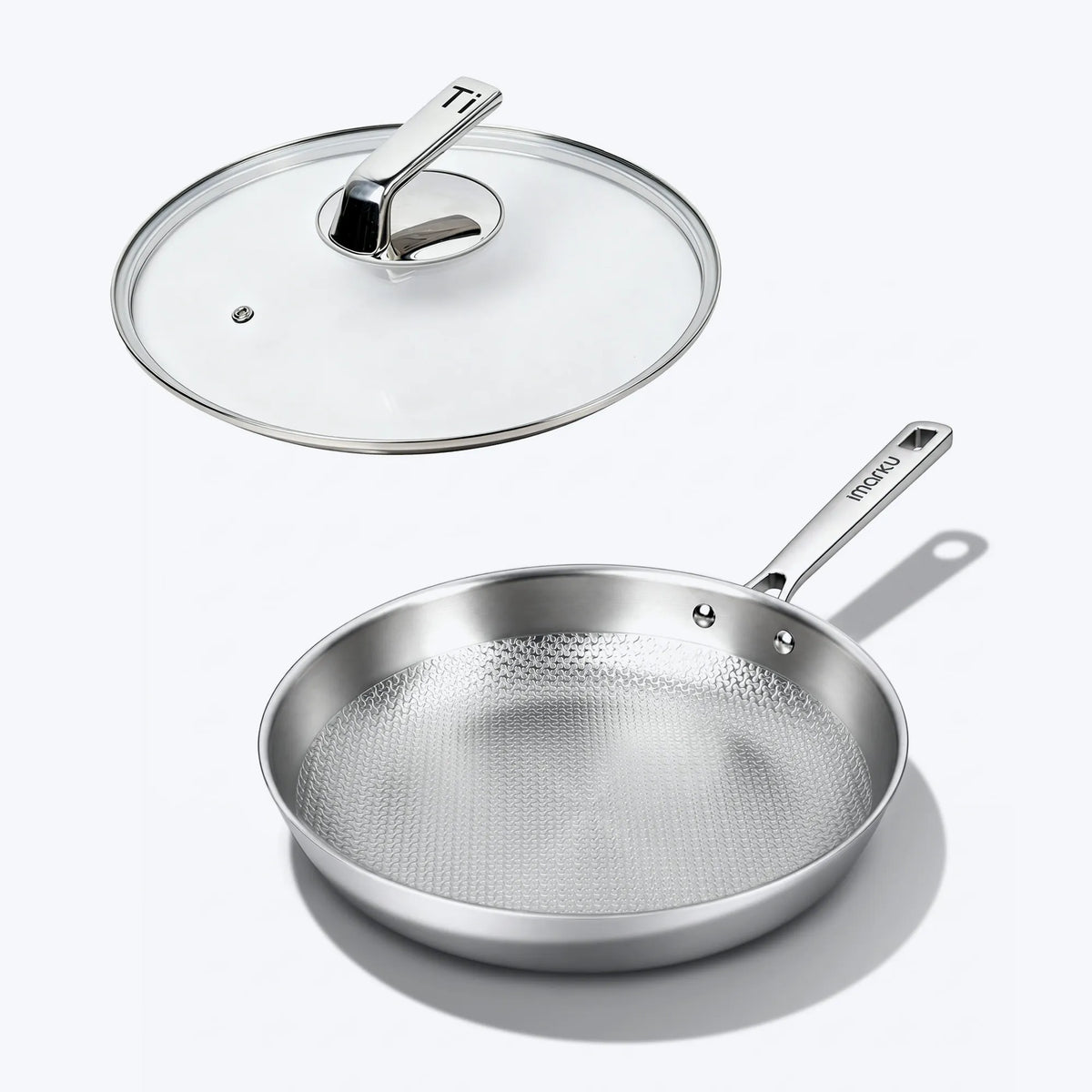 Imarku Titanium Nonstick Frying Pans with Lids | 8", 10", 12"