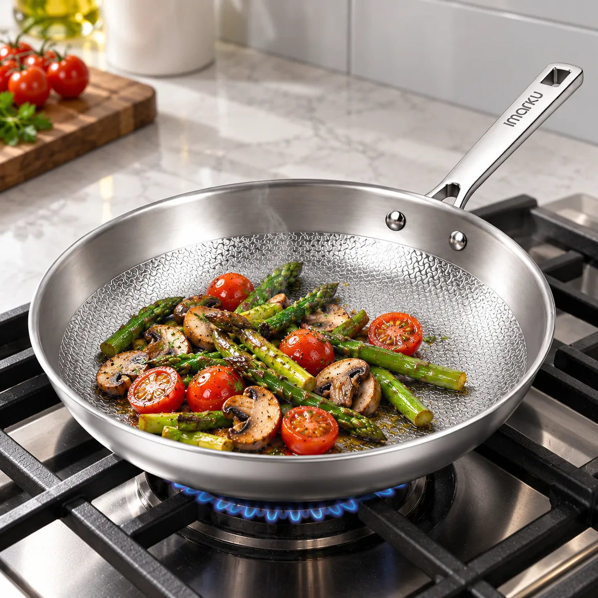 Imarku Titanium Nonstick Frying Pans with Lids | 8", 10", 12"