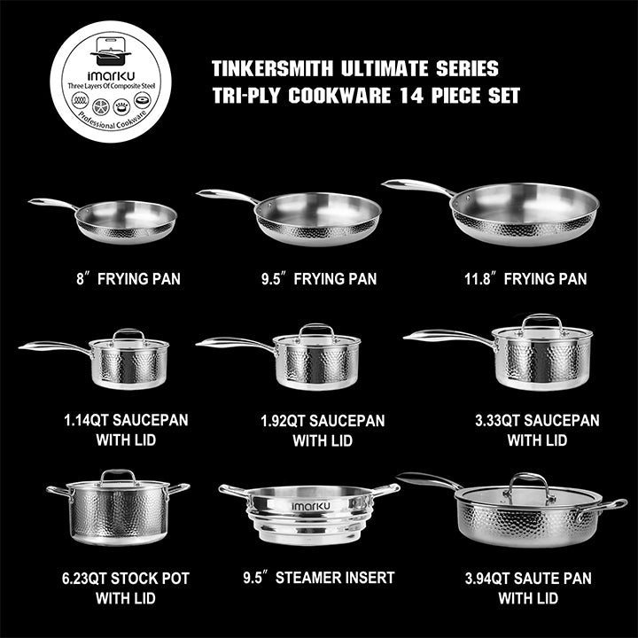 Tri-ply Clad Stainless Steel Cookware Set