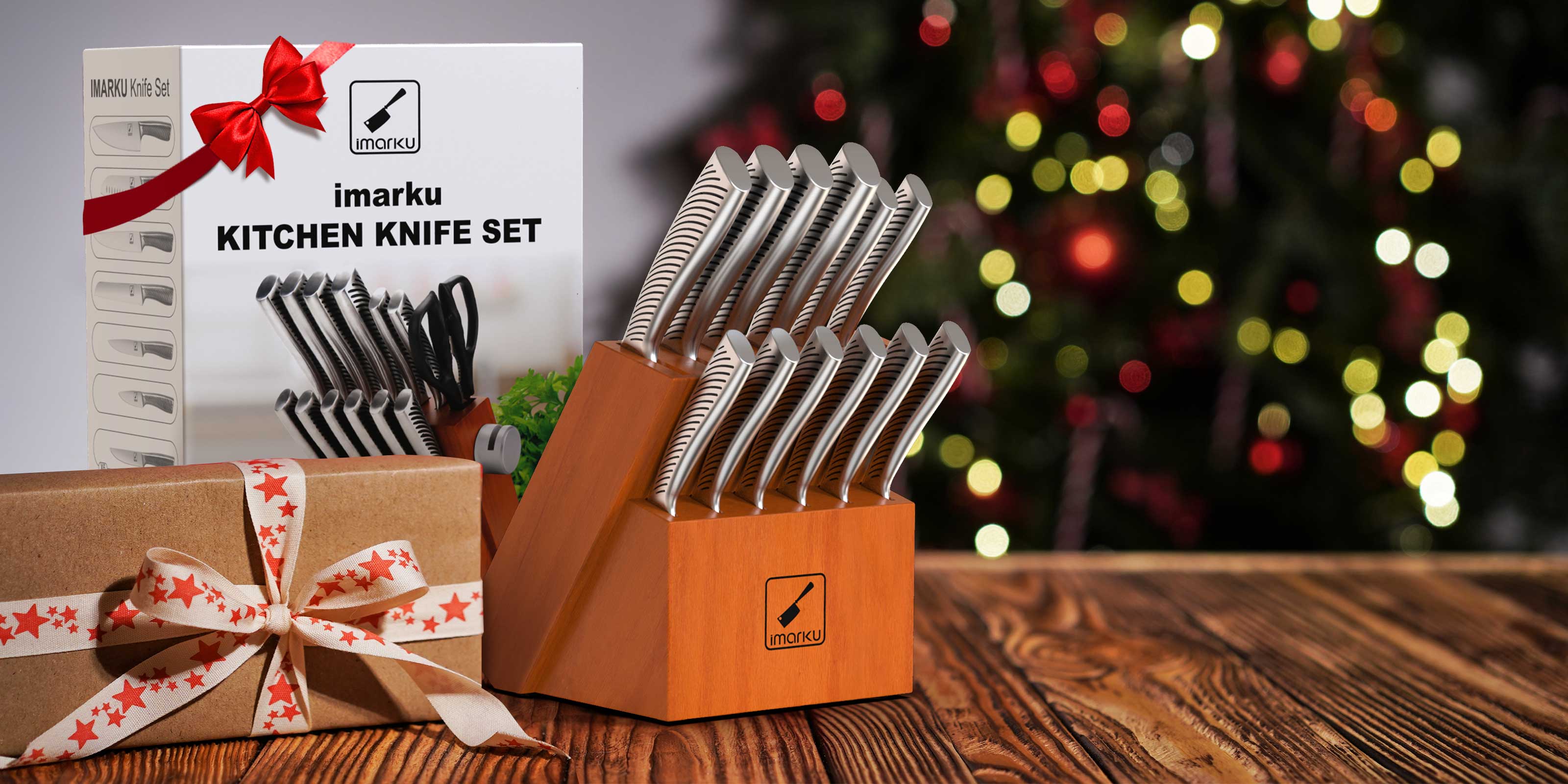 imarku ultra sharp kitchen knife set with ergonomic handle