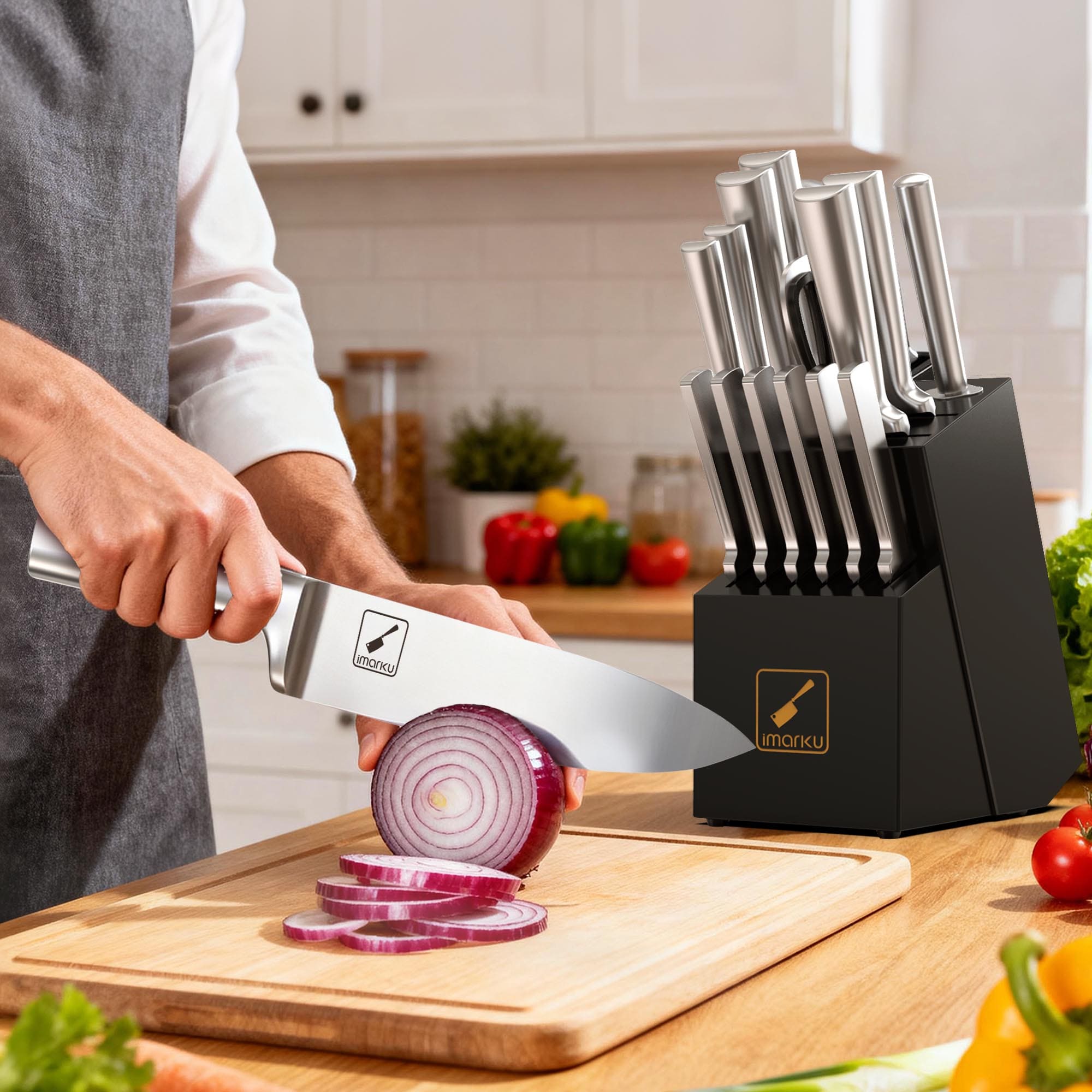 15-PCS Kitchen Knife Set Japanese High Carbon Stainless Steel