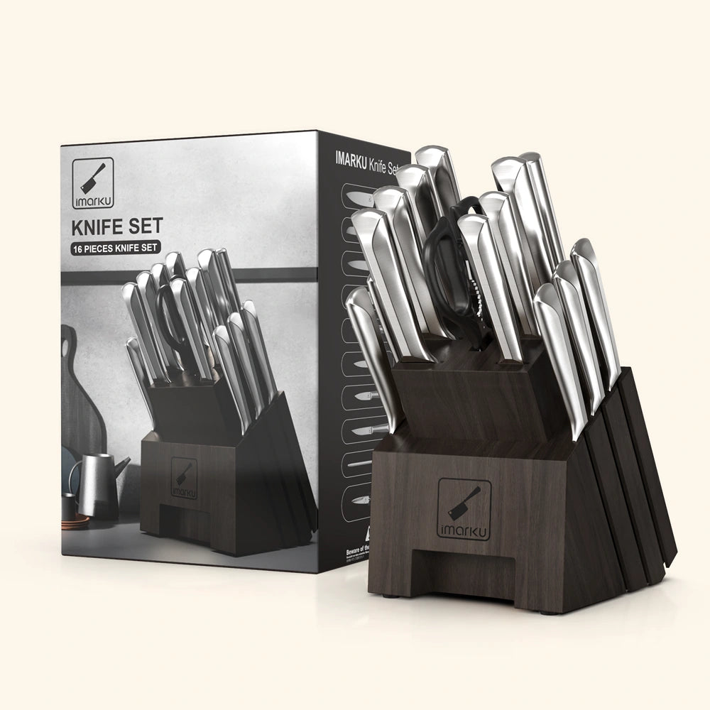Elevate Your Culinary Art with the High-End 16-Piece Knife Block Set -  IMARKU