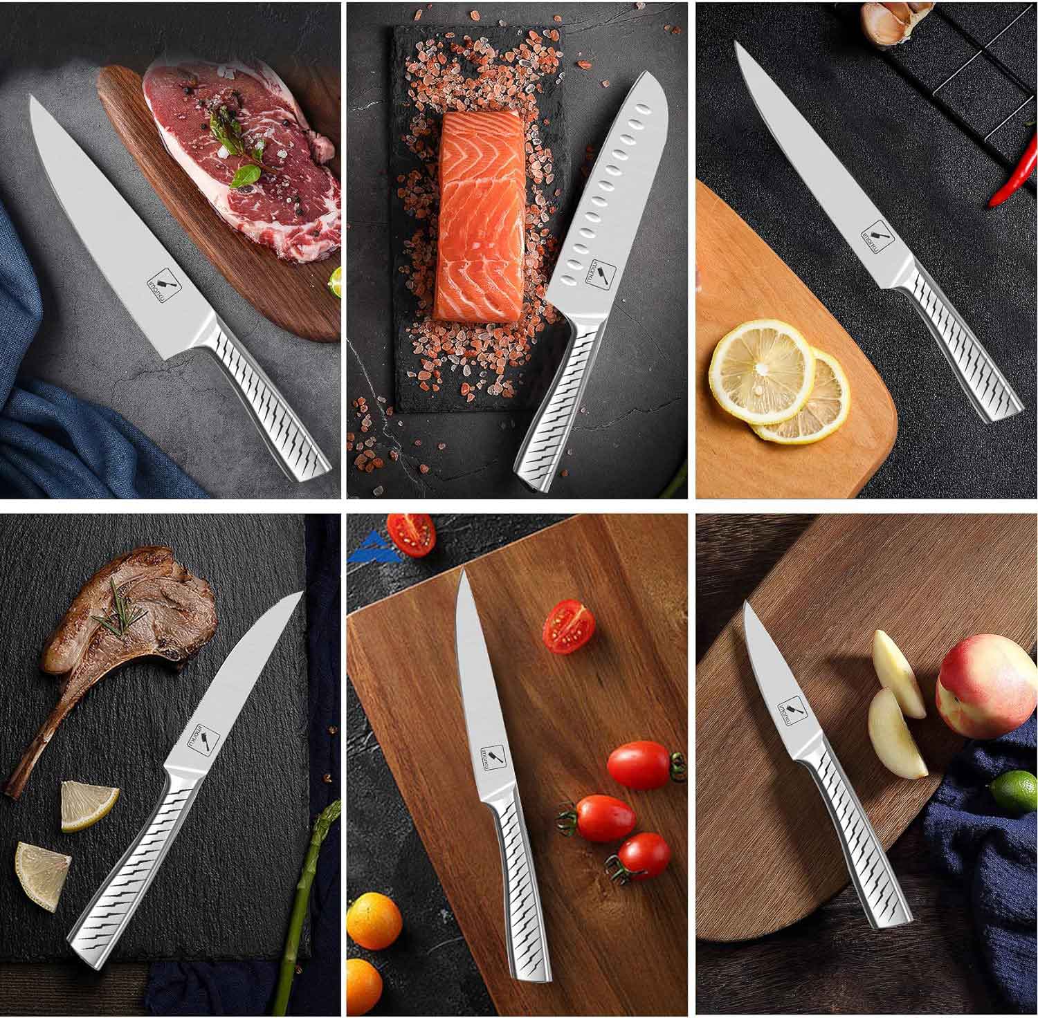 imarku Knife Set - Kitchen Knife Set 15 Pieces Japanese Stainless Steel  Knife Block Set with Sharpener - Dishwasher Safe Kitchen Knives - Ultra  Sharp