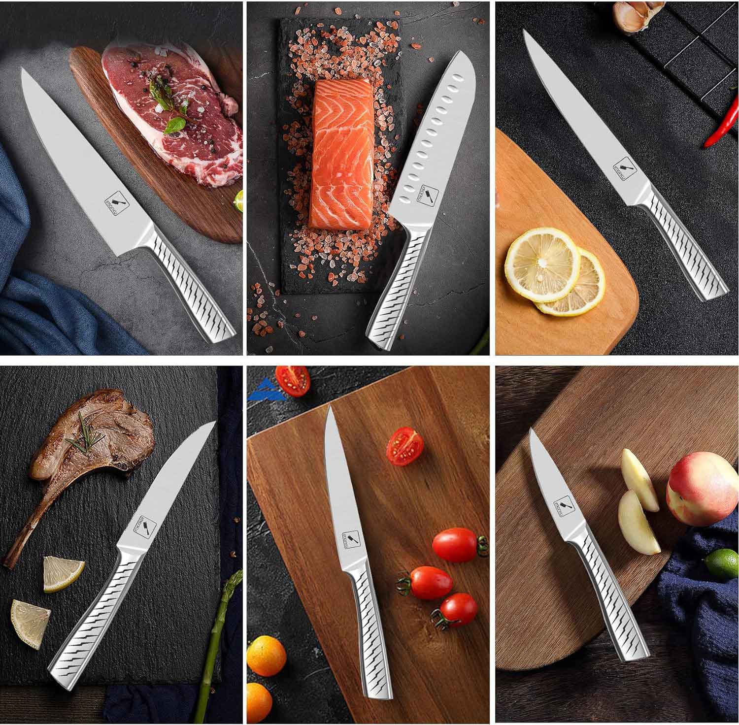 Full-Tang Stainless Steel Cooking Knife Set