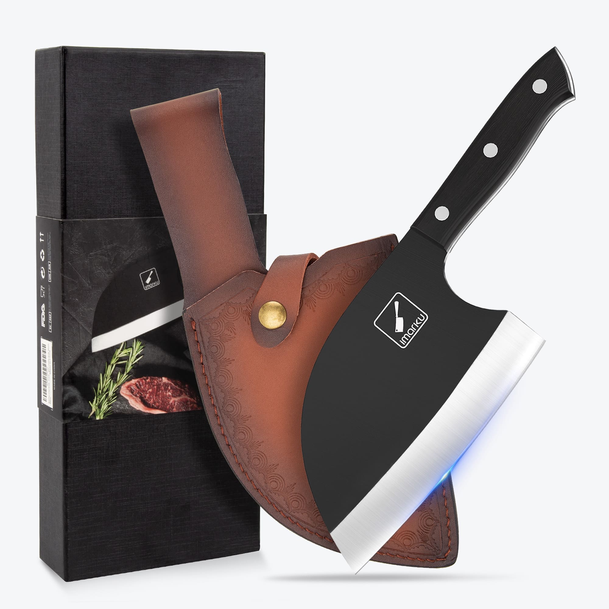 🎁 Free 6.7'' Camping and BBQ Butcher Knife with Sheath