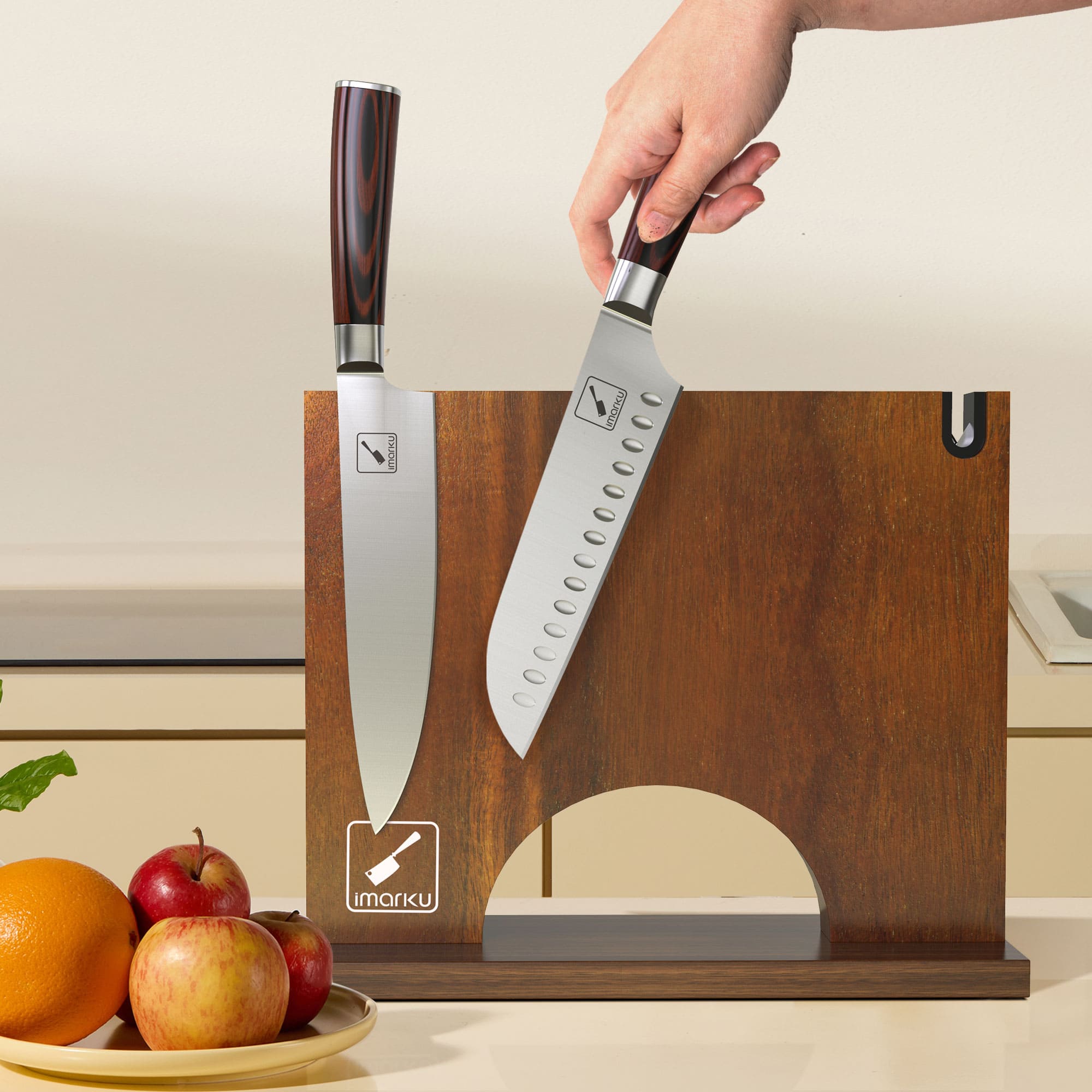 Imarku Magnetic Knife Holder with Chef Knives - Thumbnail 3