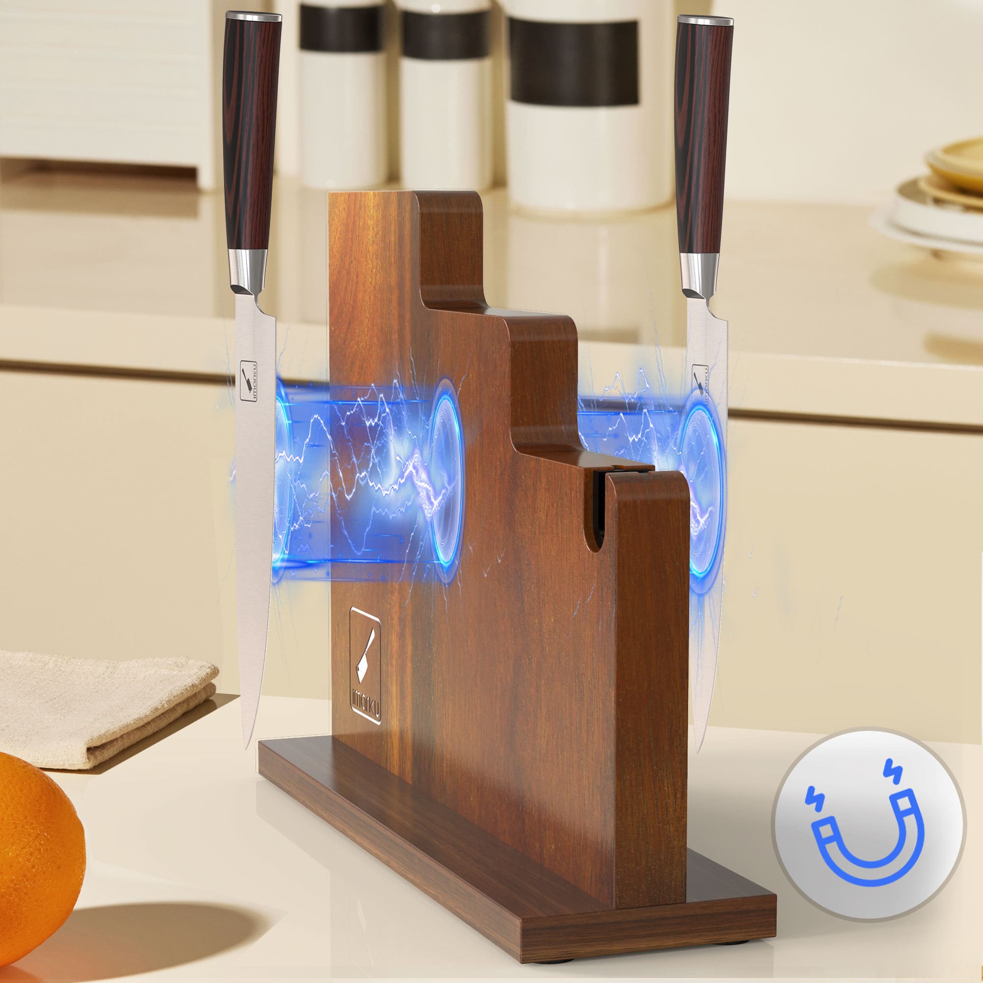 Imarku Magnetic Knife Holder with Chef Knives