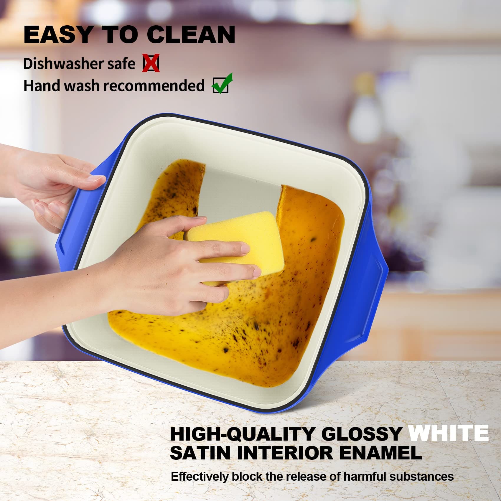 easy to clean enameled cast iron pot