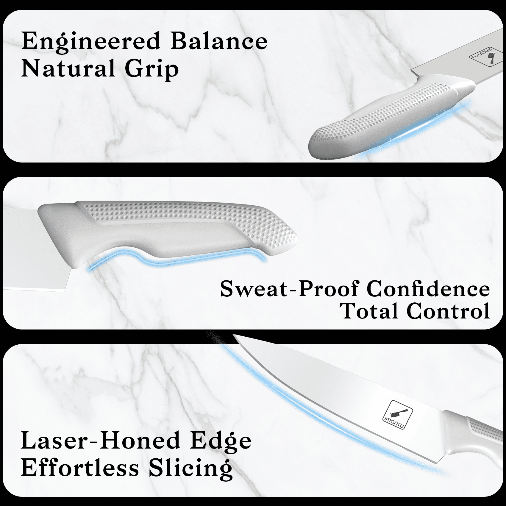 ergonomic handle of chef knife set