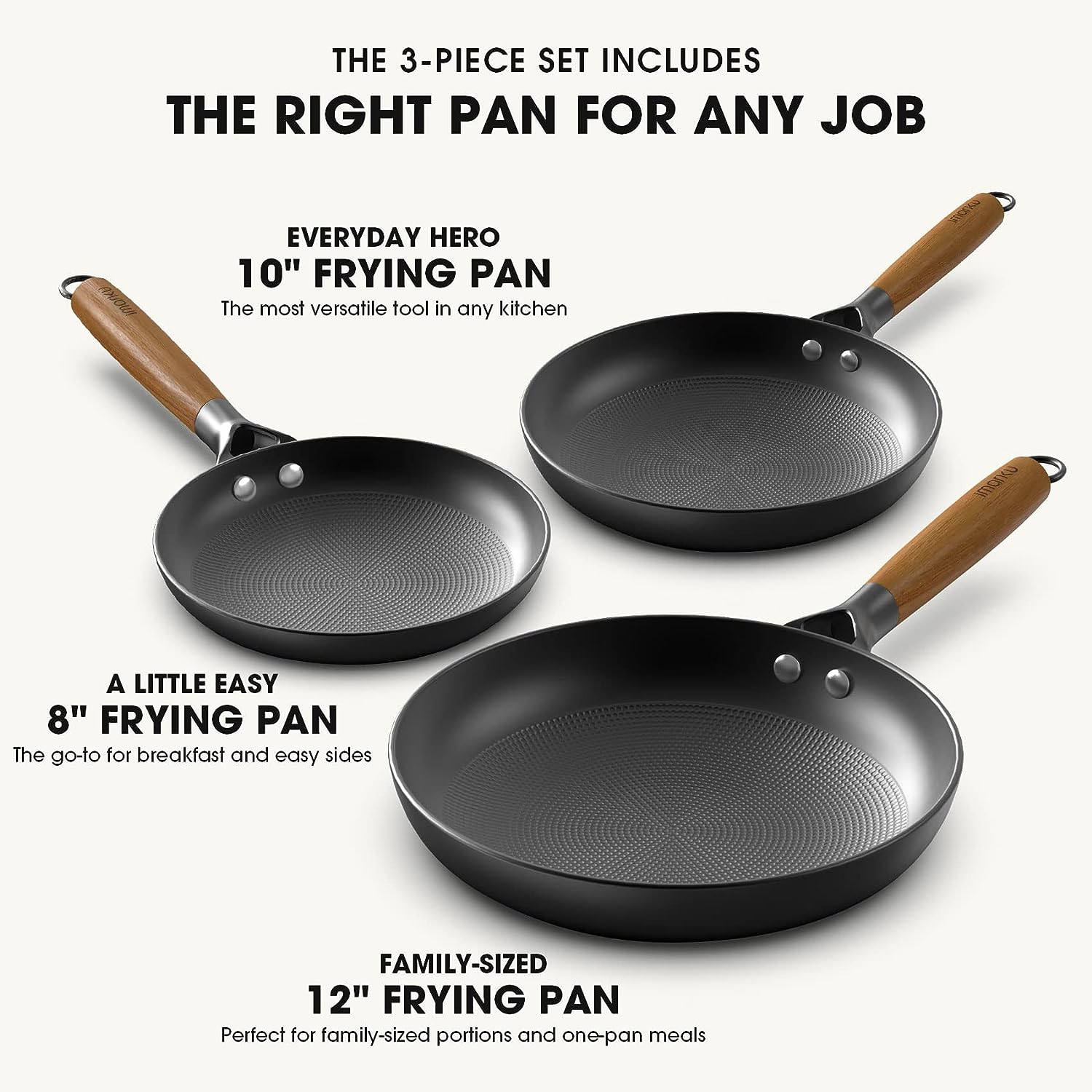 3PCs Cast Iron Fry Pan Set & 14 PCs Knife Set Bundle