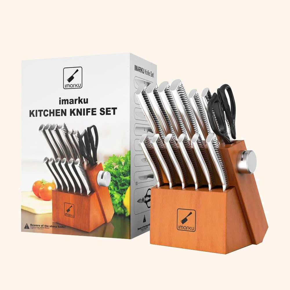 imarku Knife Set,14-Piece Knife Sets for kitchen with block,Premium  One-Piece Kitchen Knife Set with Sharpener,High Carbon Stainless Steel  Knives Set
