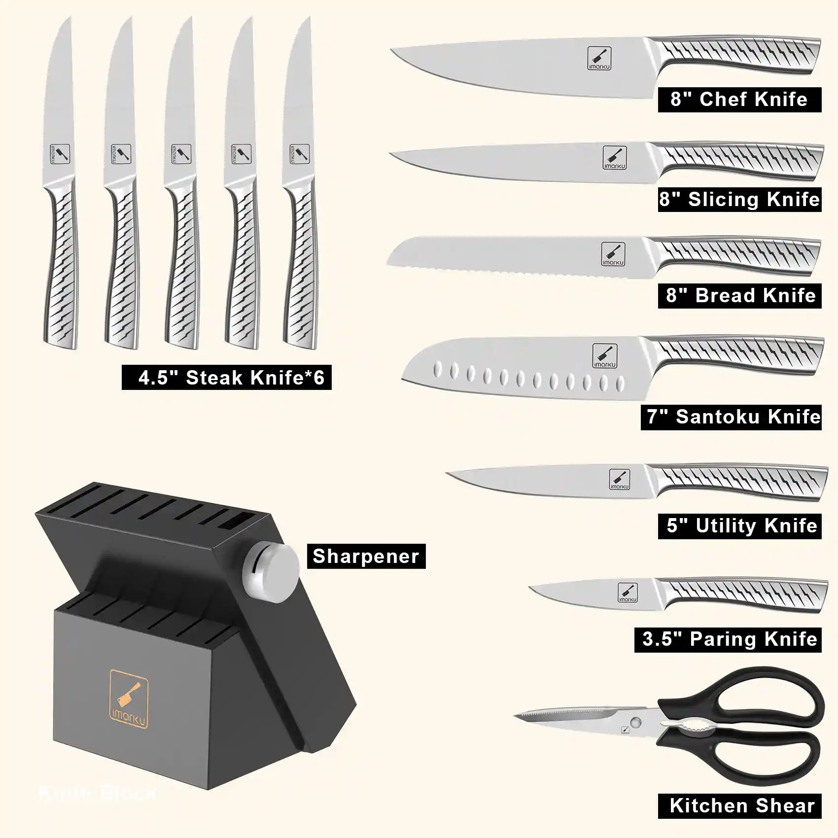 The Knife Set with Block - IMARKU