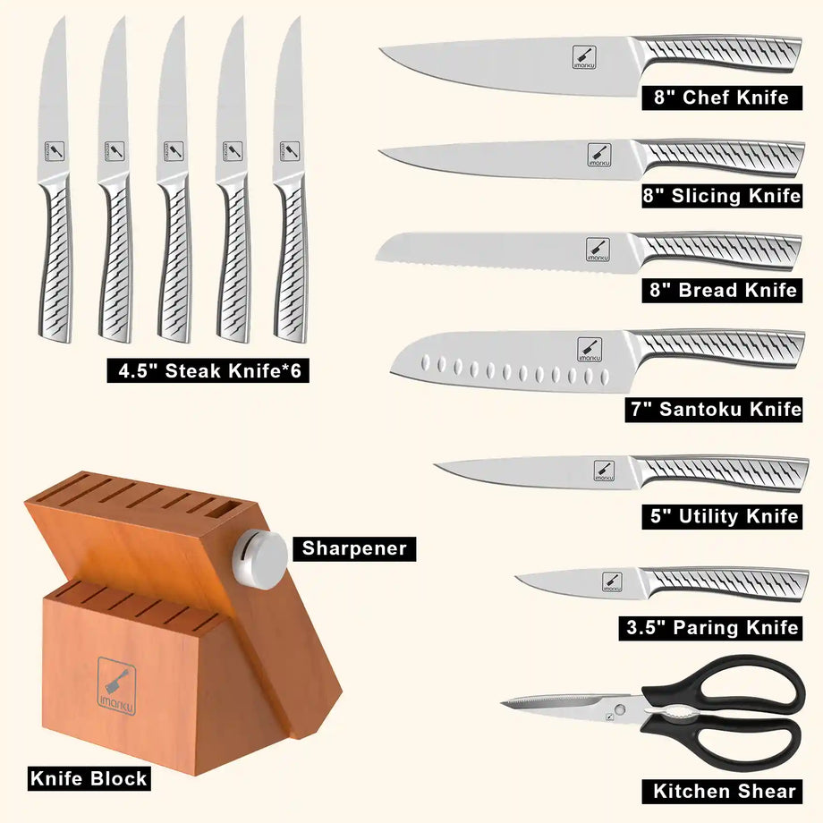 2229 Knife Set,imarku 14PCS Knife Sets for kitchen with block,One