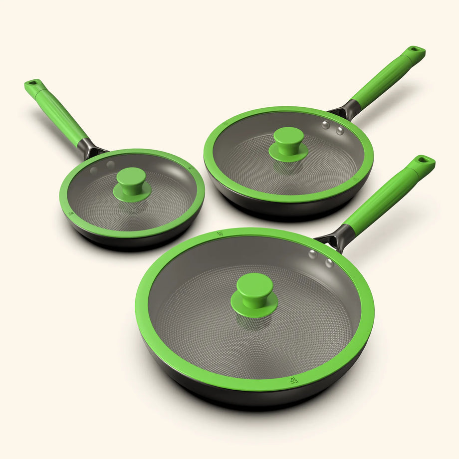 Ultimate 3-Piece Nonstick Frying Pan Set with Lids - IMARKU
