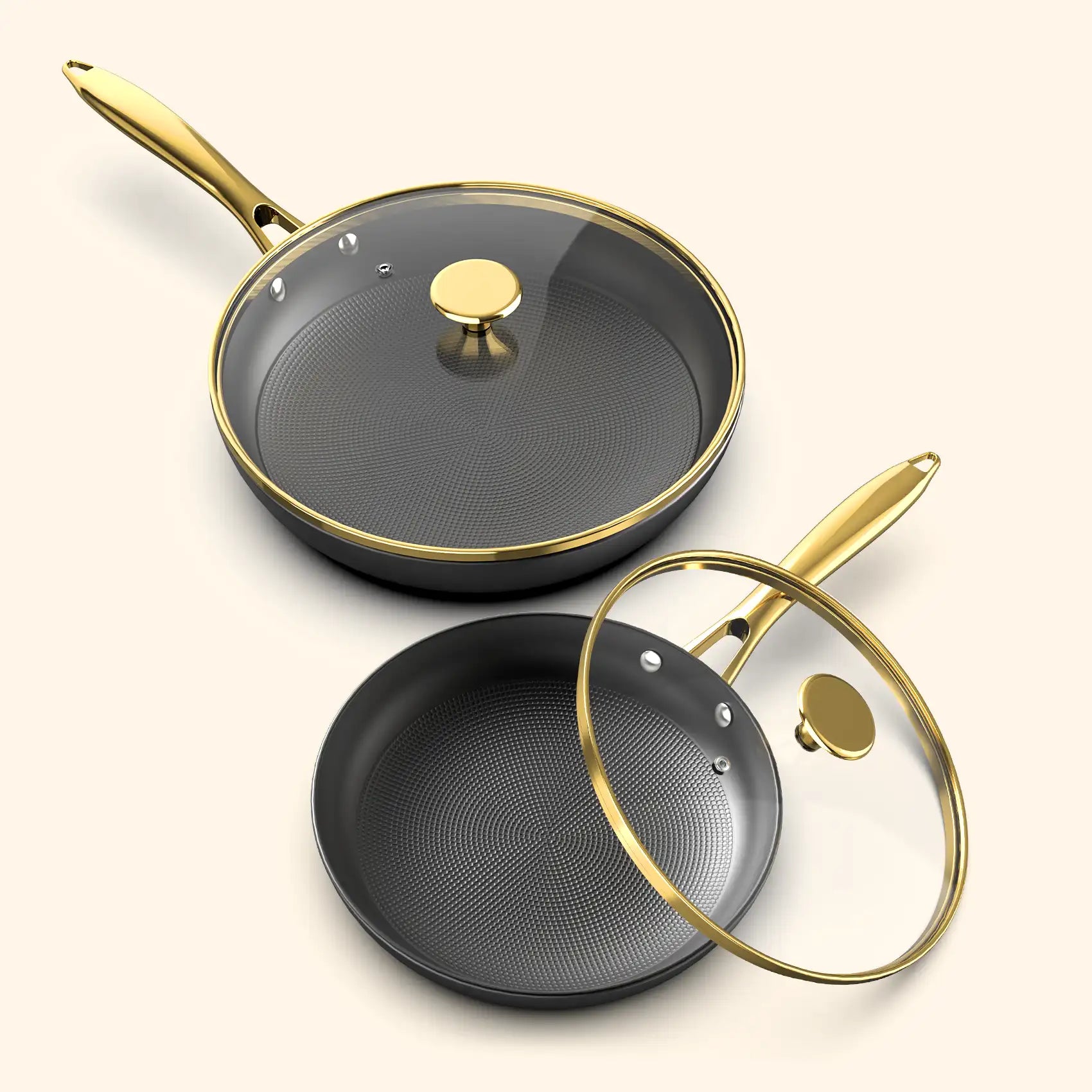 Nonstick Frying Pans Set with Glass Lids