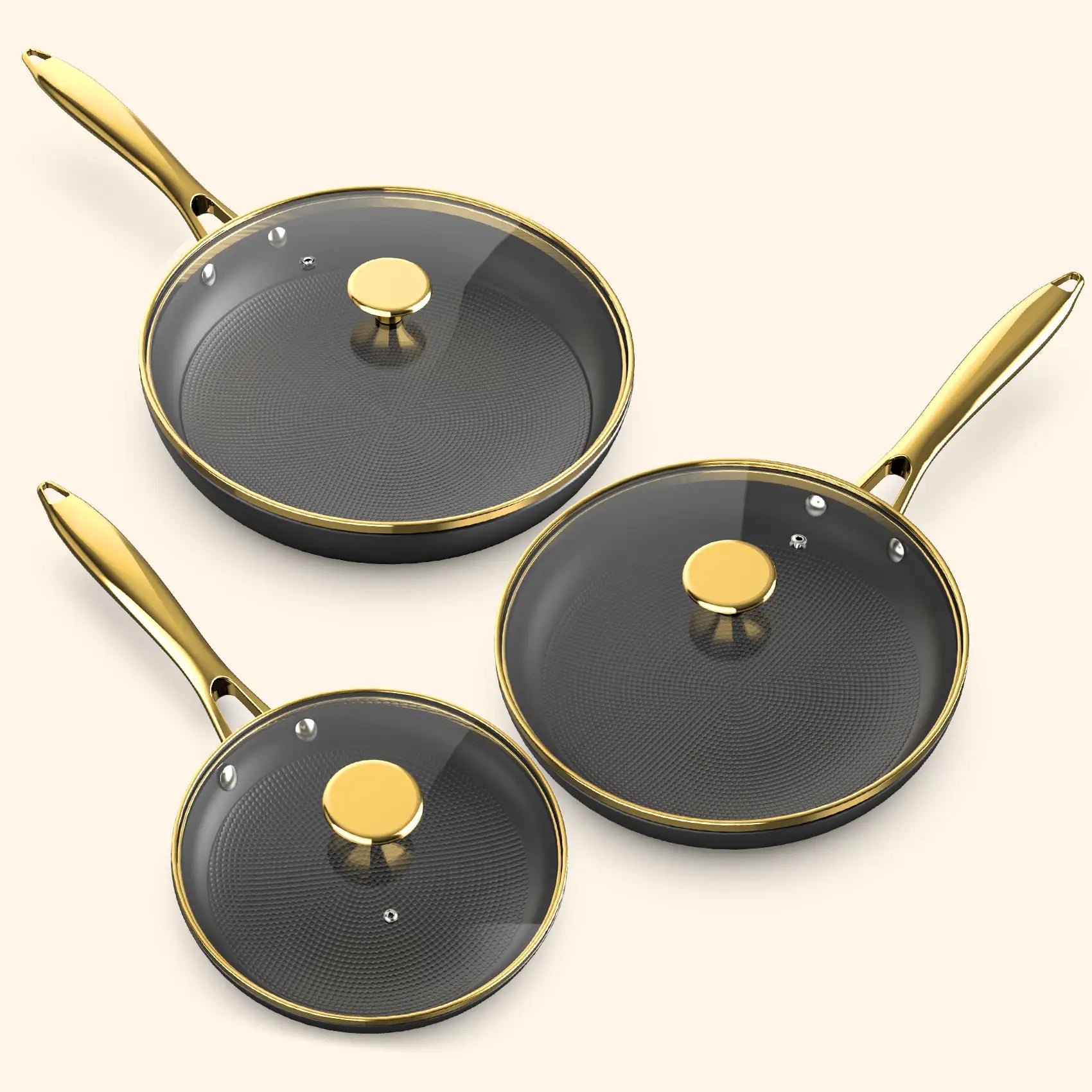 Nonstick Frying Pans Set with Glass Lids