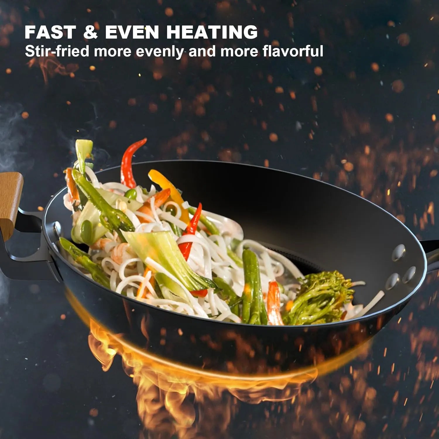 Monfish Deep Frying & Wok Pan Set 12 inch wok & stir fry pan w lid