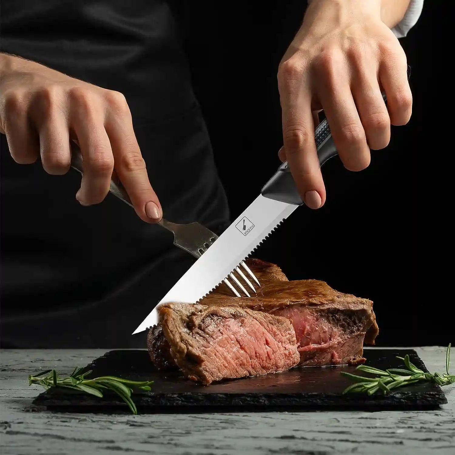 imarku 6-Piece 5 inch German Serrated Steak Knives Set