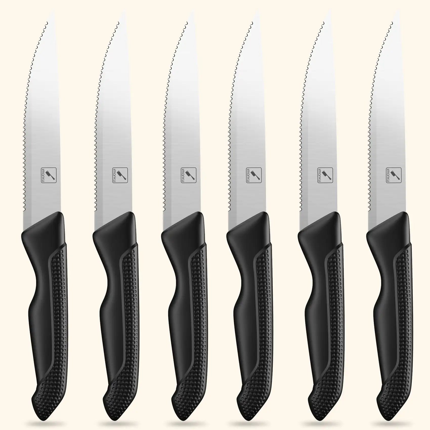 iMarku 4.5 Inch Professional Steak Knife Set of 6 Knives Culinary Kitchen  New