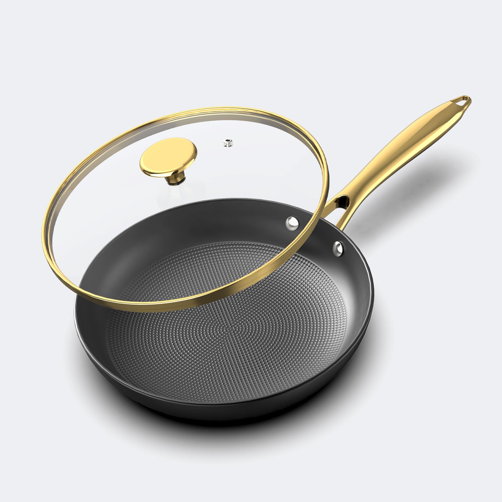 imarku 10 inch nonstick fring pan with glass lid and golden handle