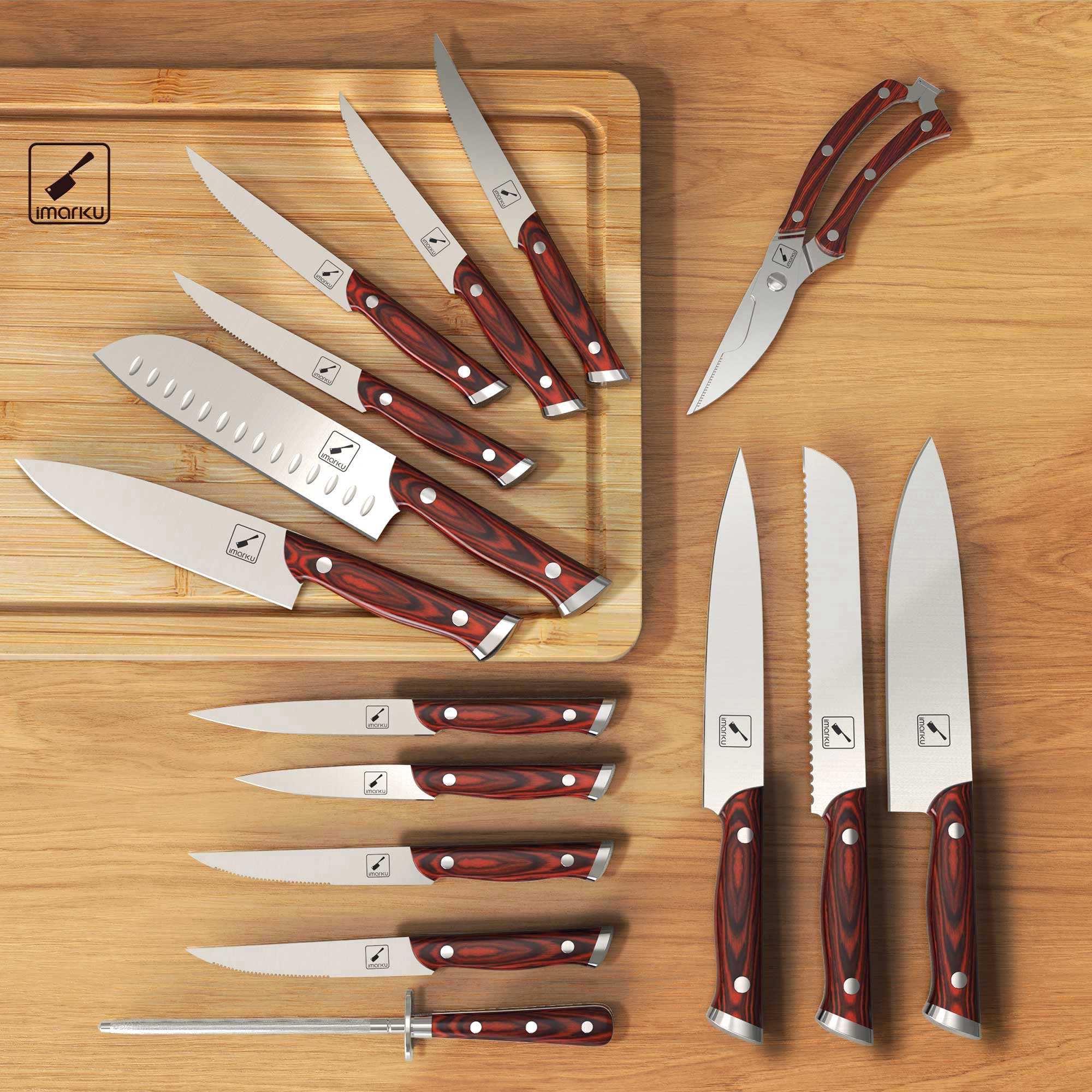 imarku 16 pcs knife block set on sale