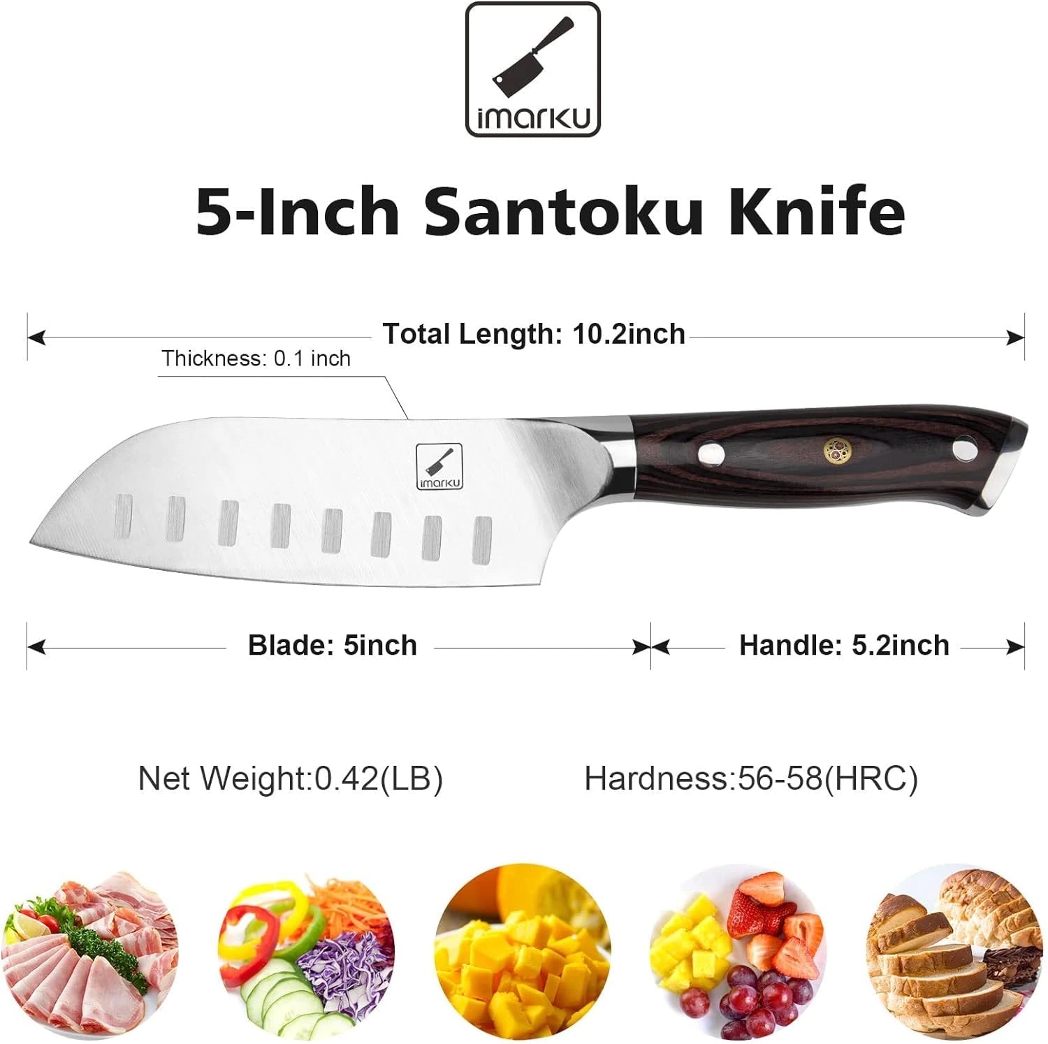 imarku Japanese steel santoku knife