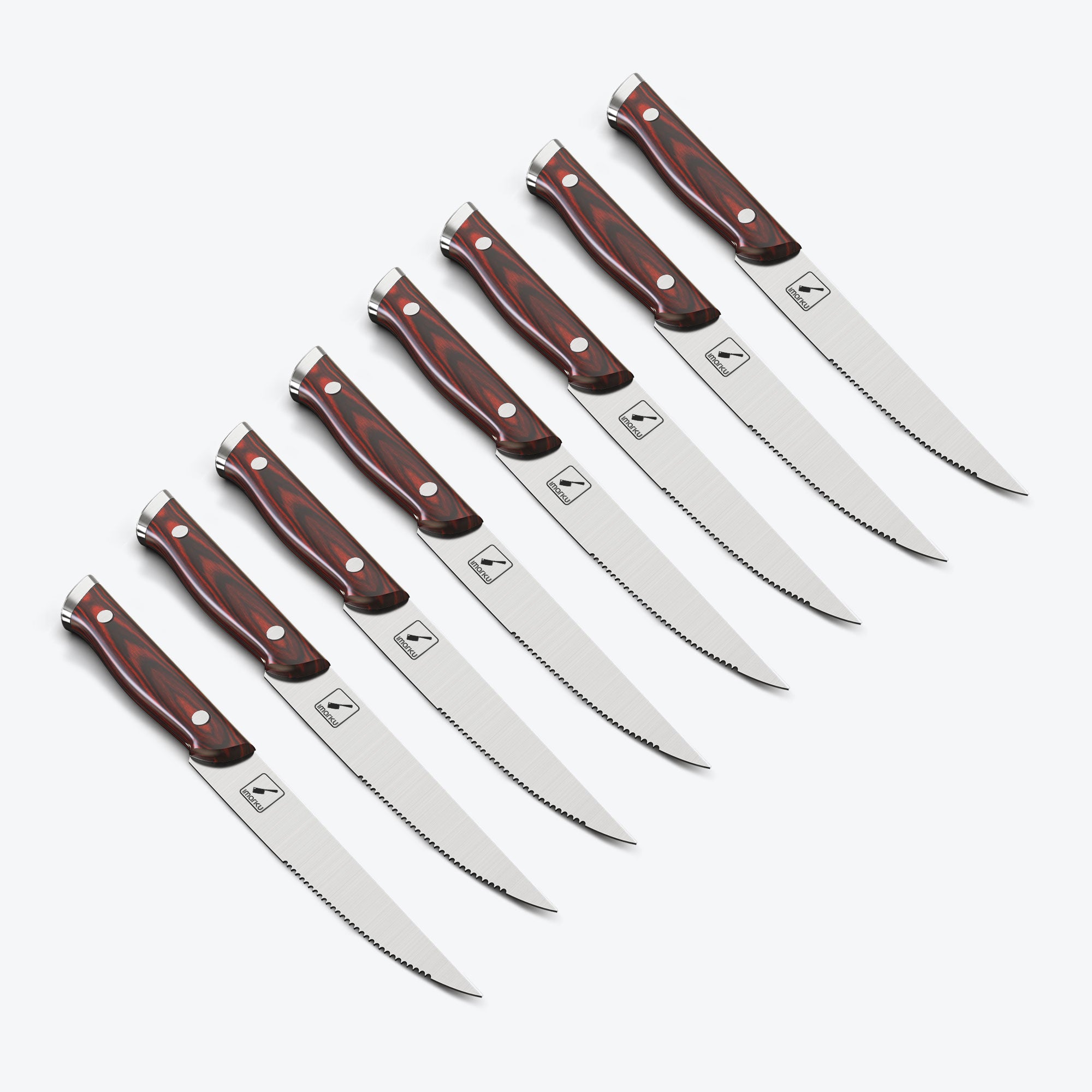 imarku 8pc steak knives with wooden handle