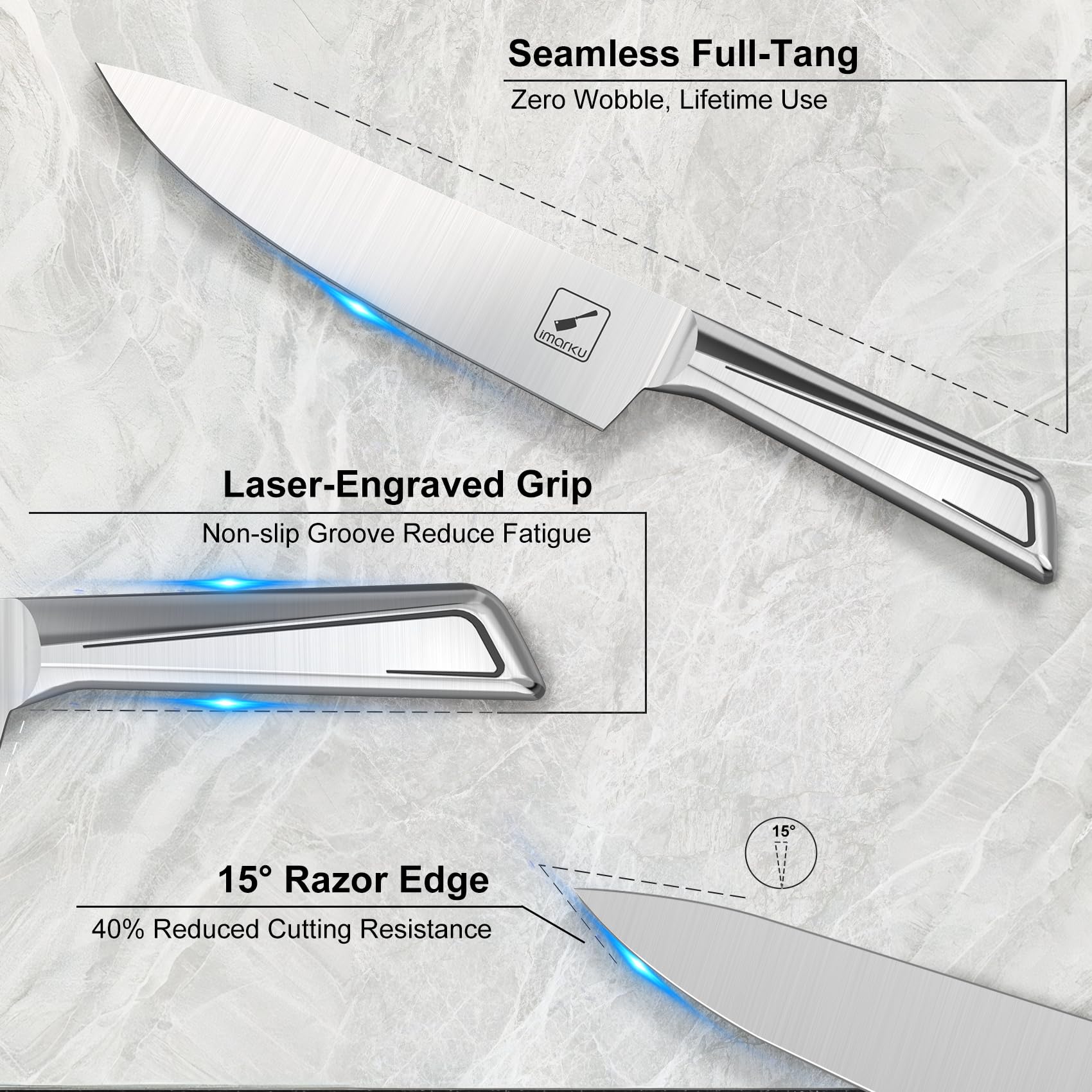 In - Drawer Knife Set with Block Japanese Hand Forged Kitchen Knife Set - IMARKU