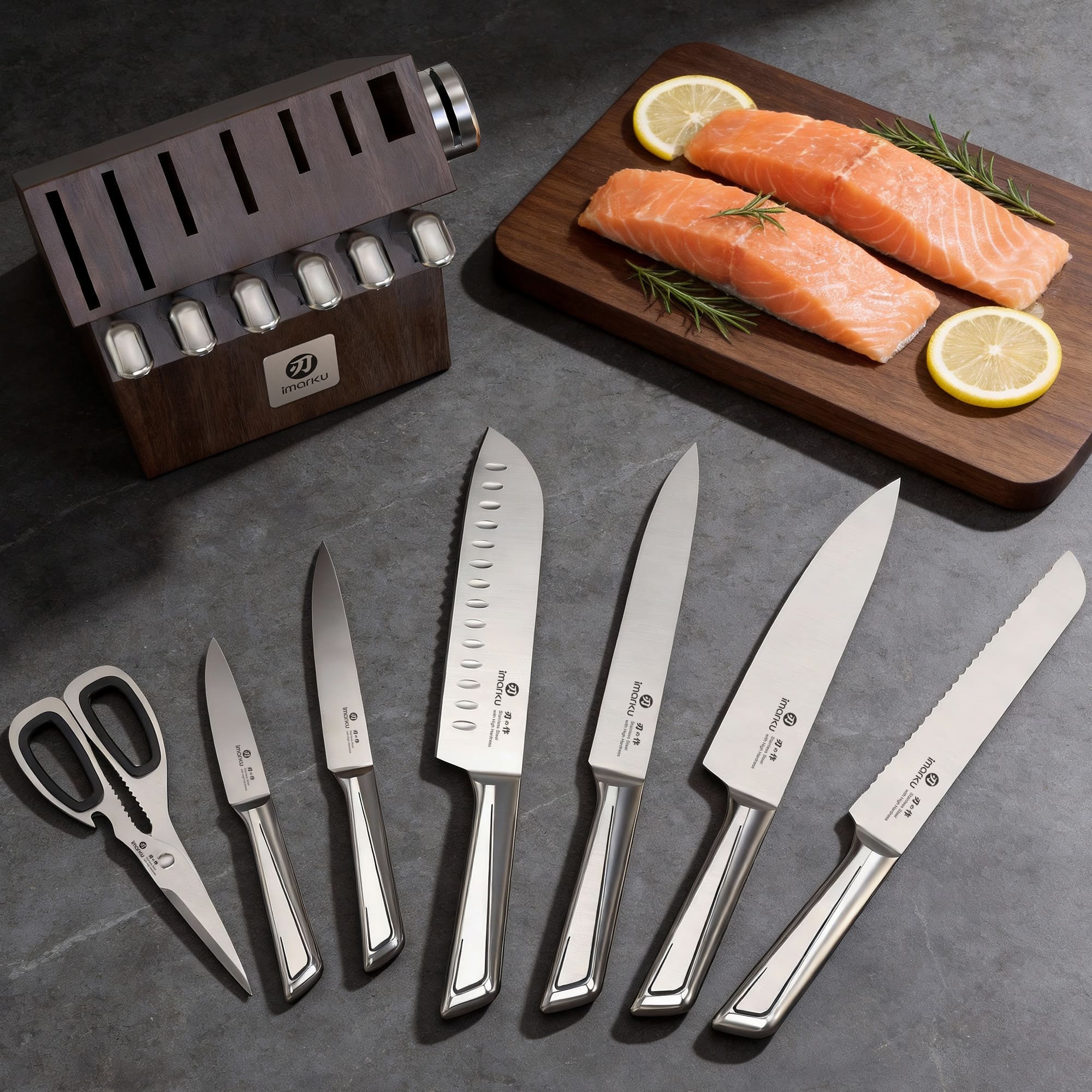 knife set with sharpener block