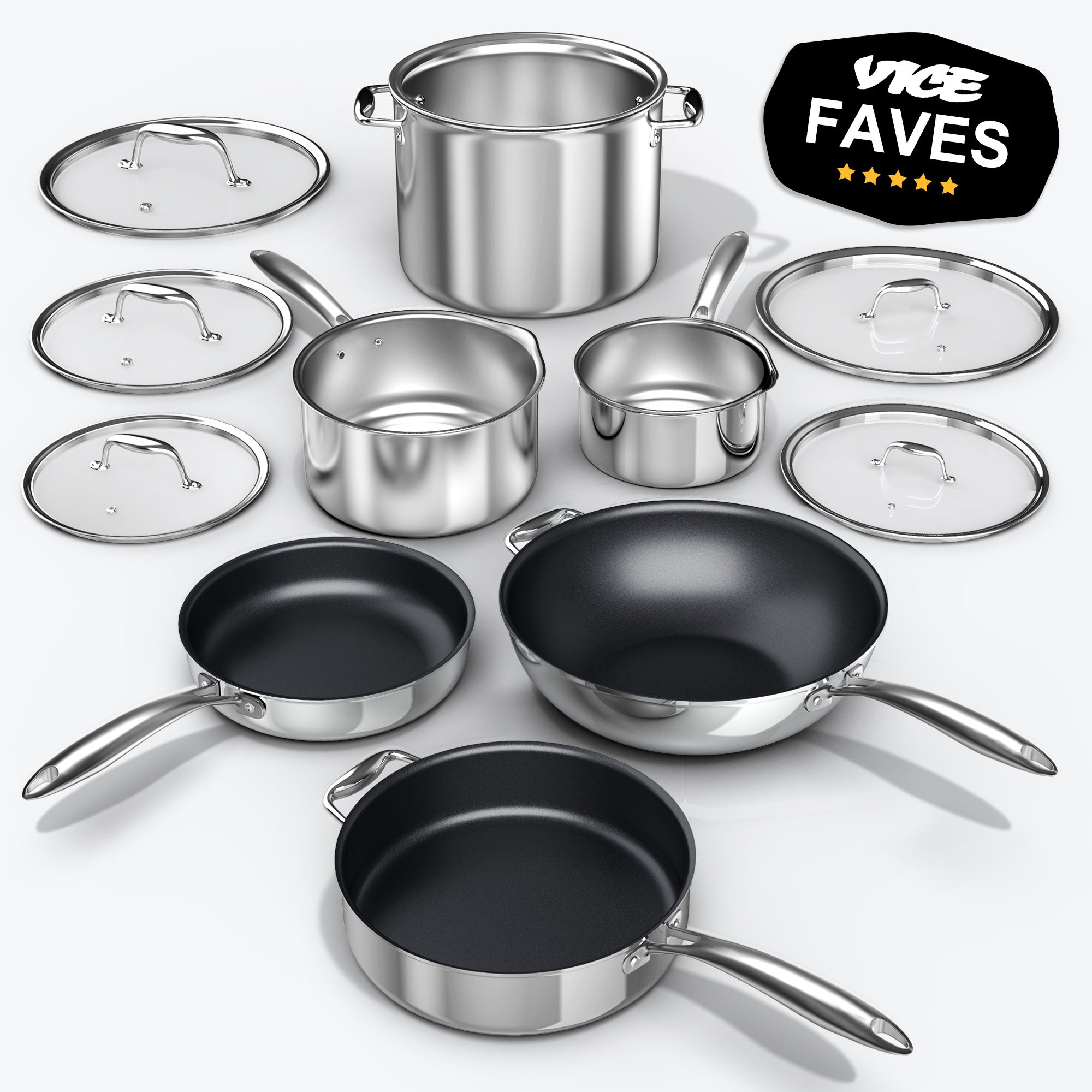 Fully Clad Steel Nonstick Stainless Steel Pots and Pans Set