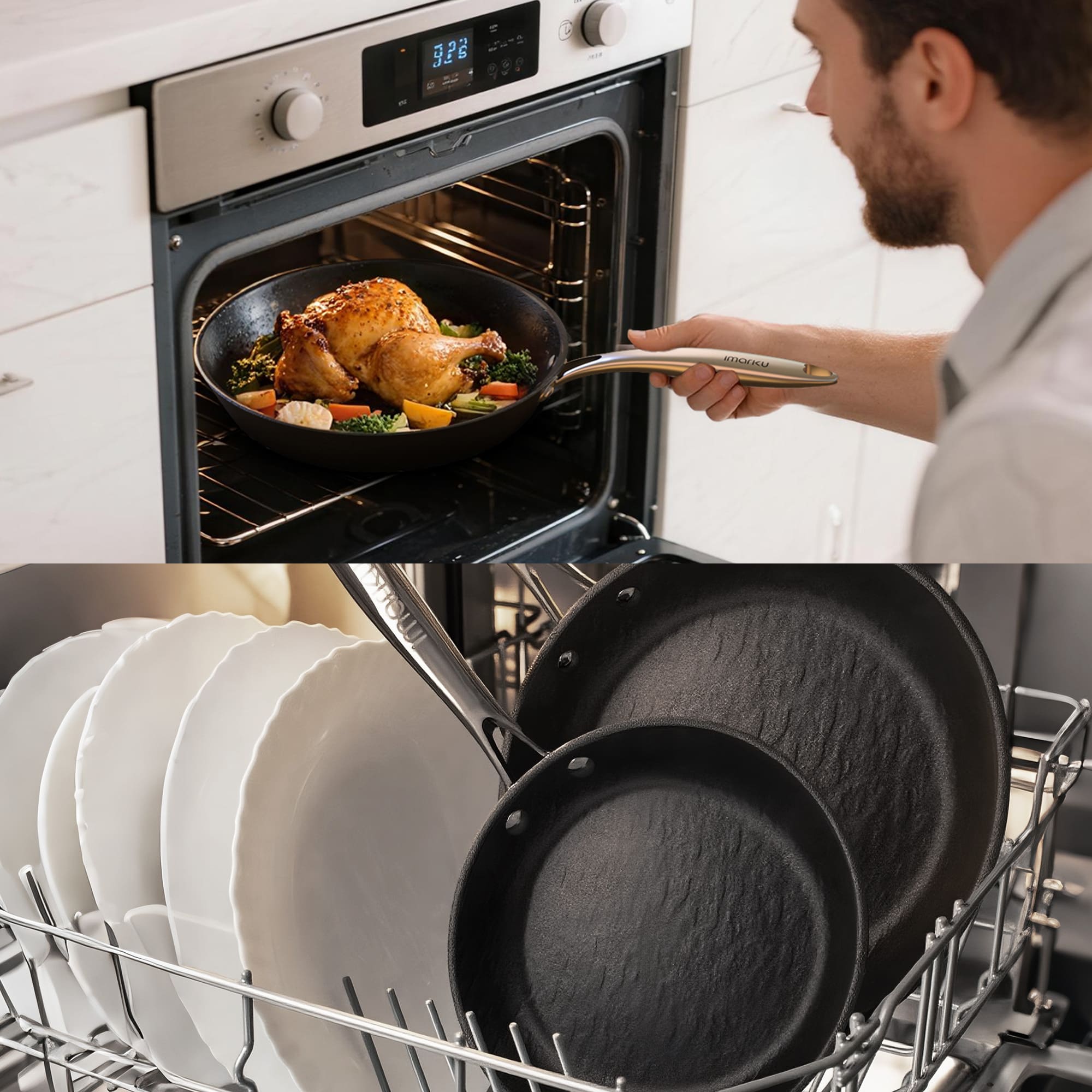 Aluminum Non-Toxic Cookware 3-Piece Non Stick Pans for Induction