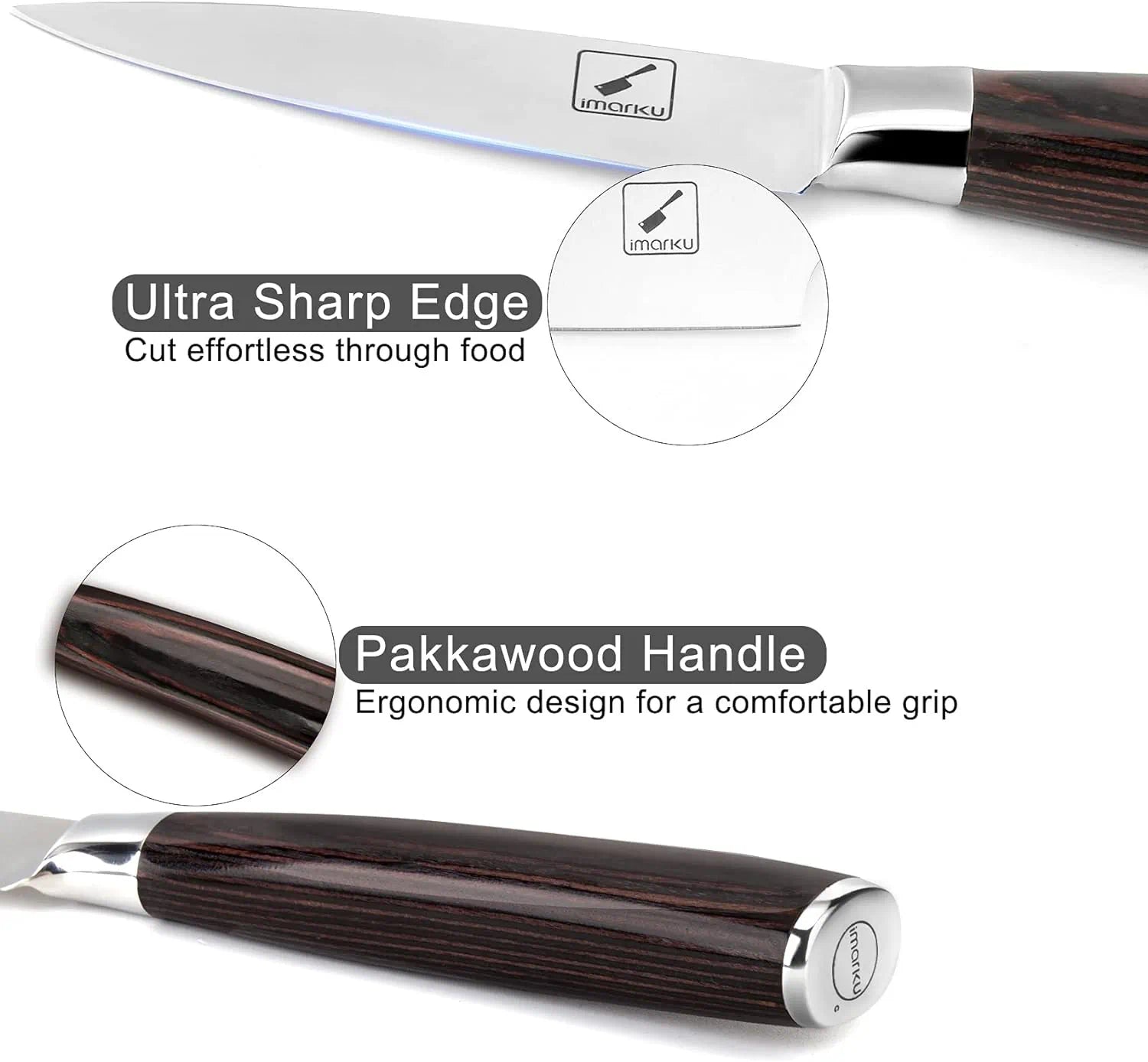 Imarku Paring Knife 3.5'' Stainless Steel Fruit Knife for Peeling